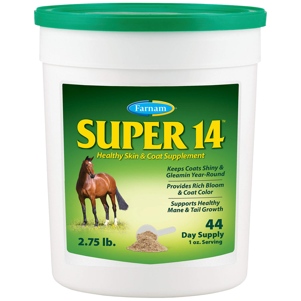 Farnam Super 14 pelaje-brillante para un aspecto saludable del caballo.