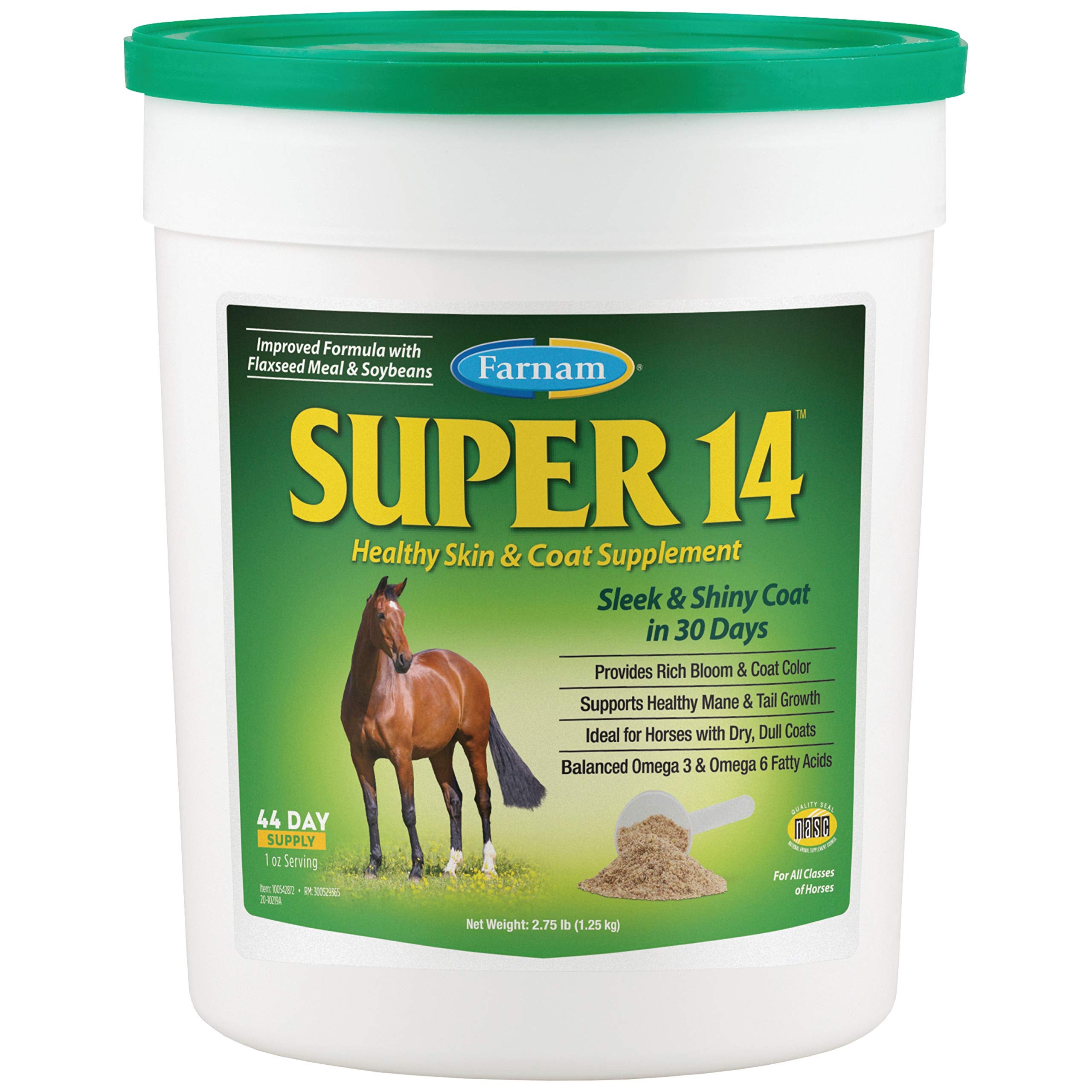 Farnam Super 14 pelaje-de-todos-los-colores mantiene brillo en caballos de colores.
