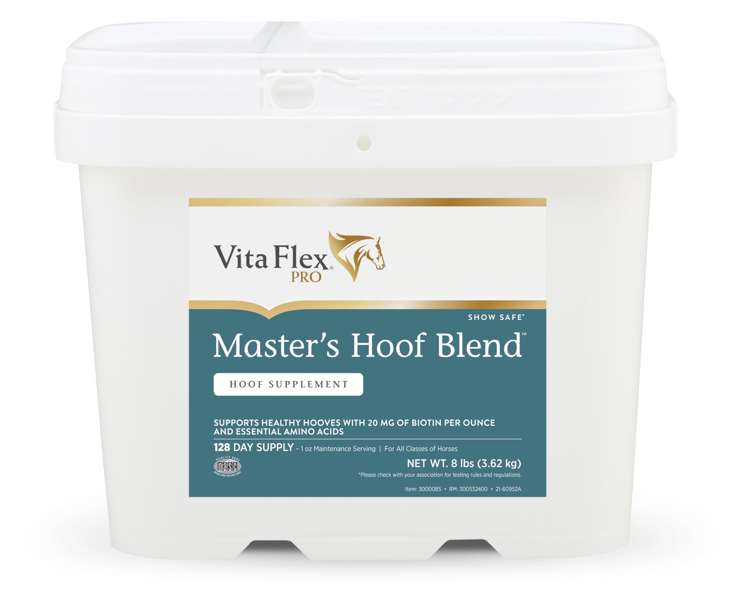 Farnam Vita Flex Master’s Hoof Blend, cucharada medida para dosis diaria suave.
