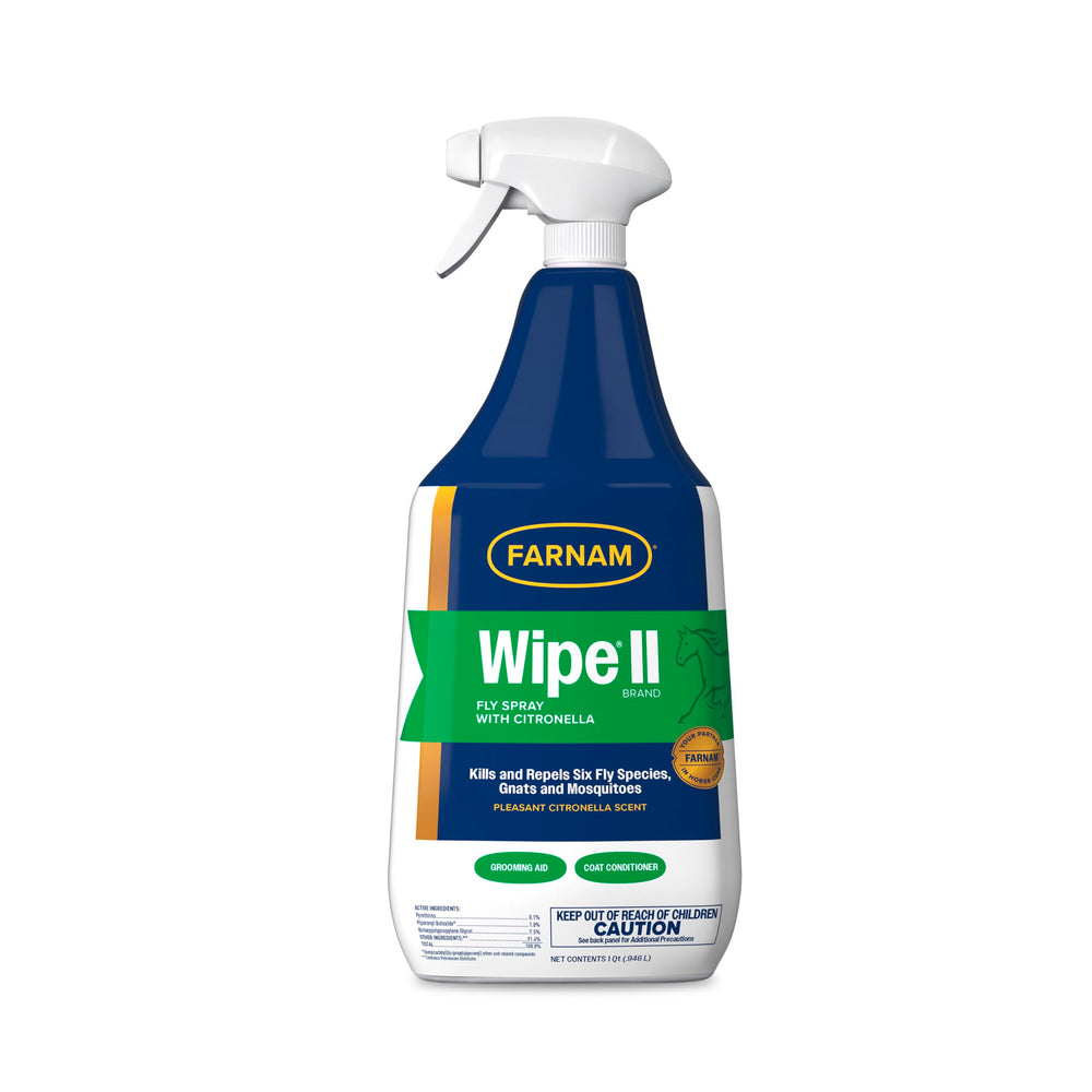 Farnam Wipe II en aplicación rápida para caballos, protección eficaz.