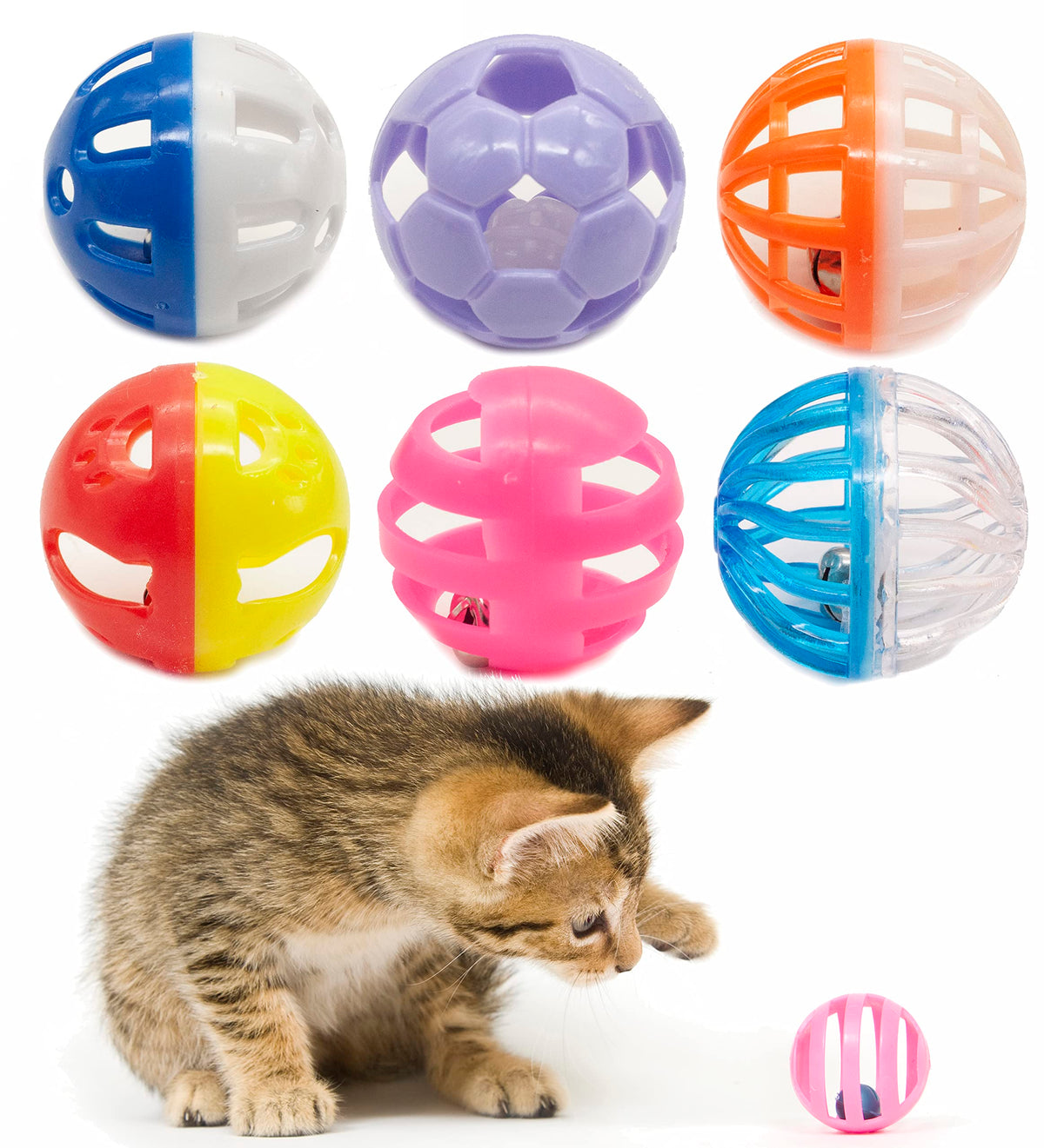 Fashion's Talk bolas plásticas de 1,5" para gatito, varios estilos para tu mascota.