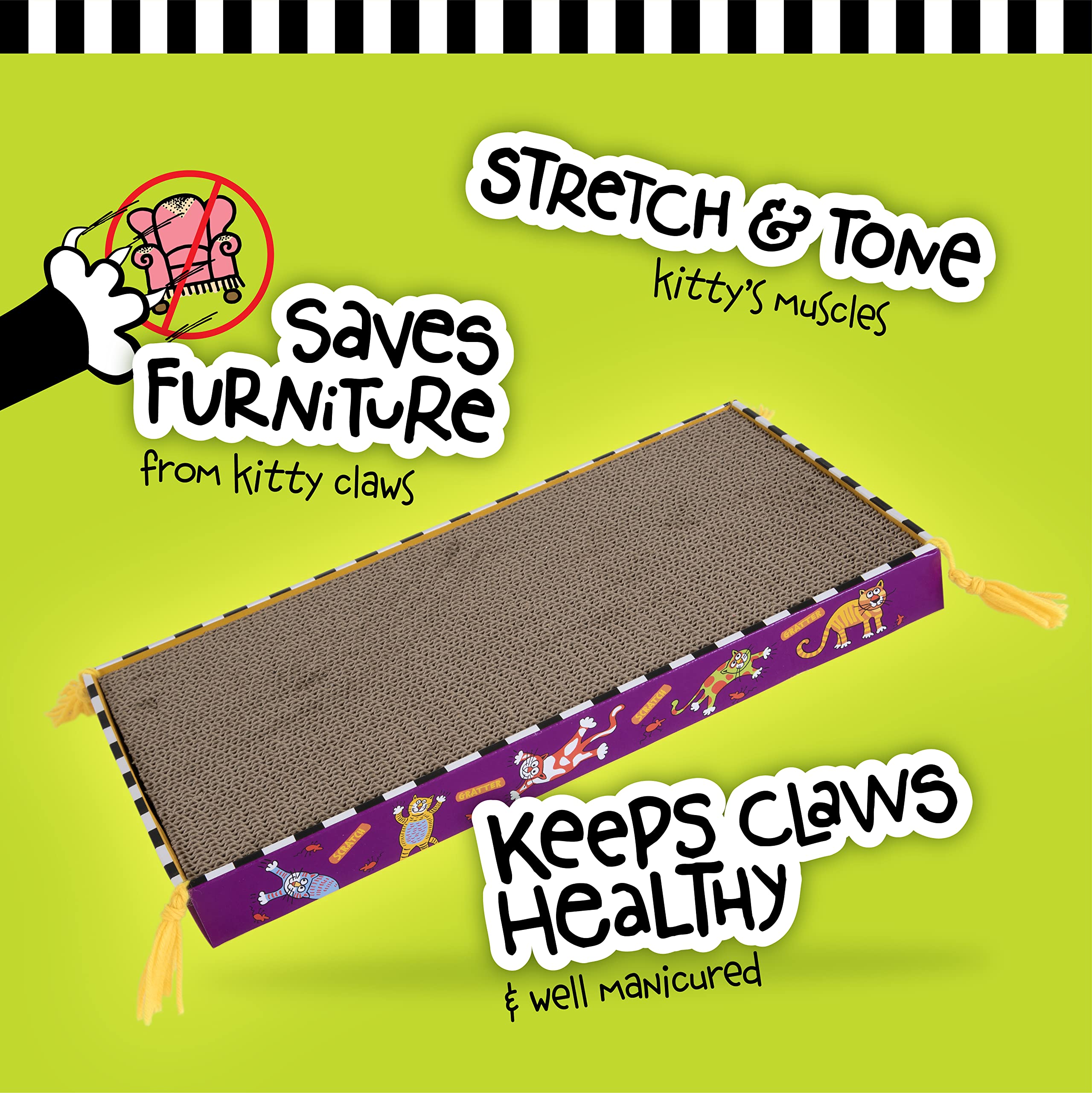 Fat Cat Big Mama's Scratch Box con un gatito jugando