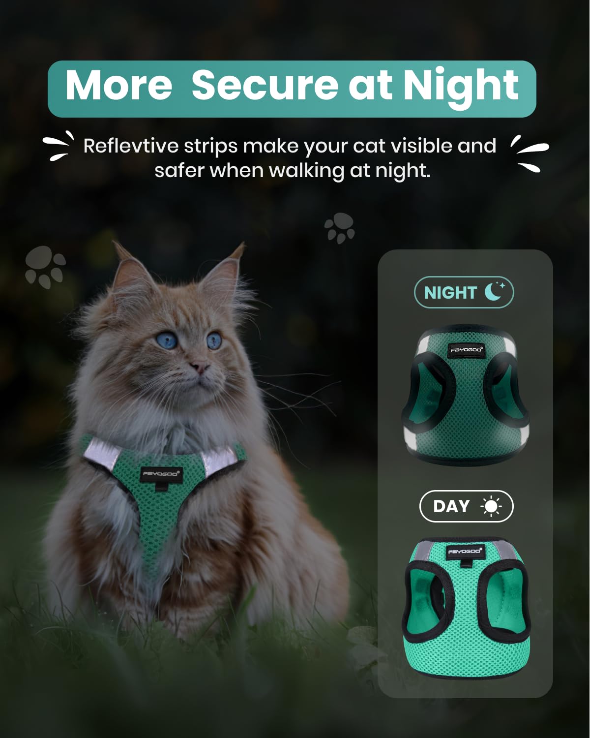 Arnés Fayogoo ajustable para gatos y mascotas pequeñas