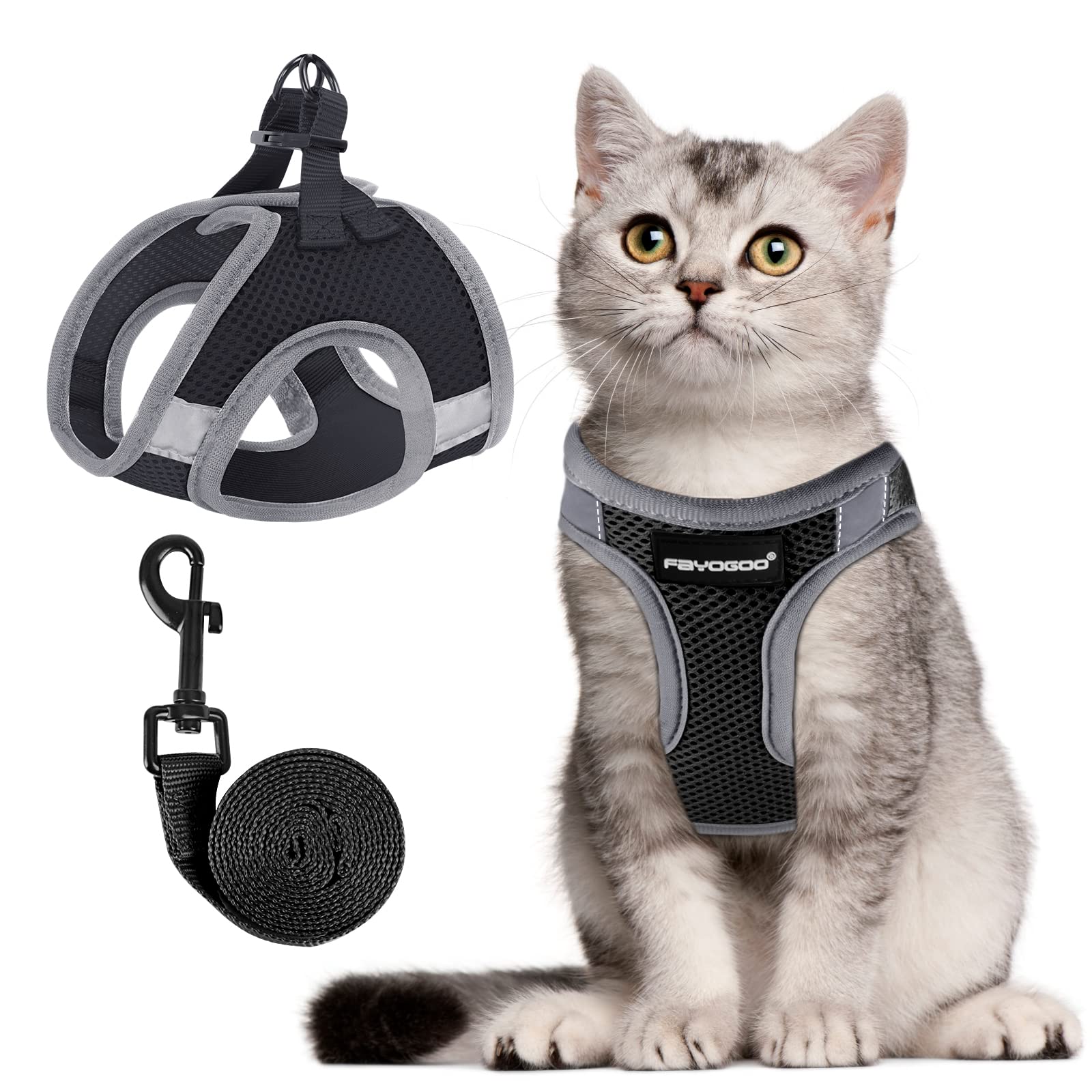 Harnais anti-évasion FAYOGOO pour chat, sécurité renforcée lors des sorties.