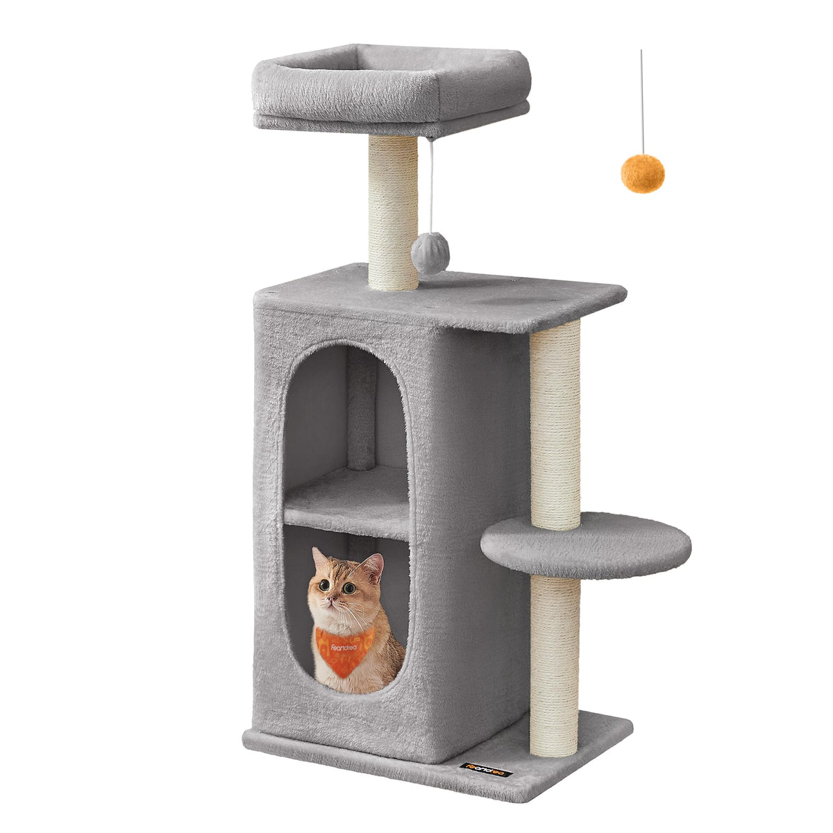 Feandrea arbol-gato 2-niveles con cuevas: refugio cómodo para varios gatos.