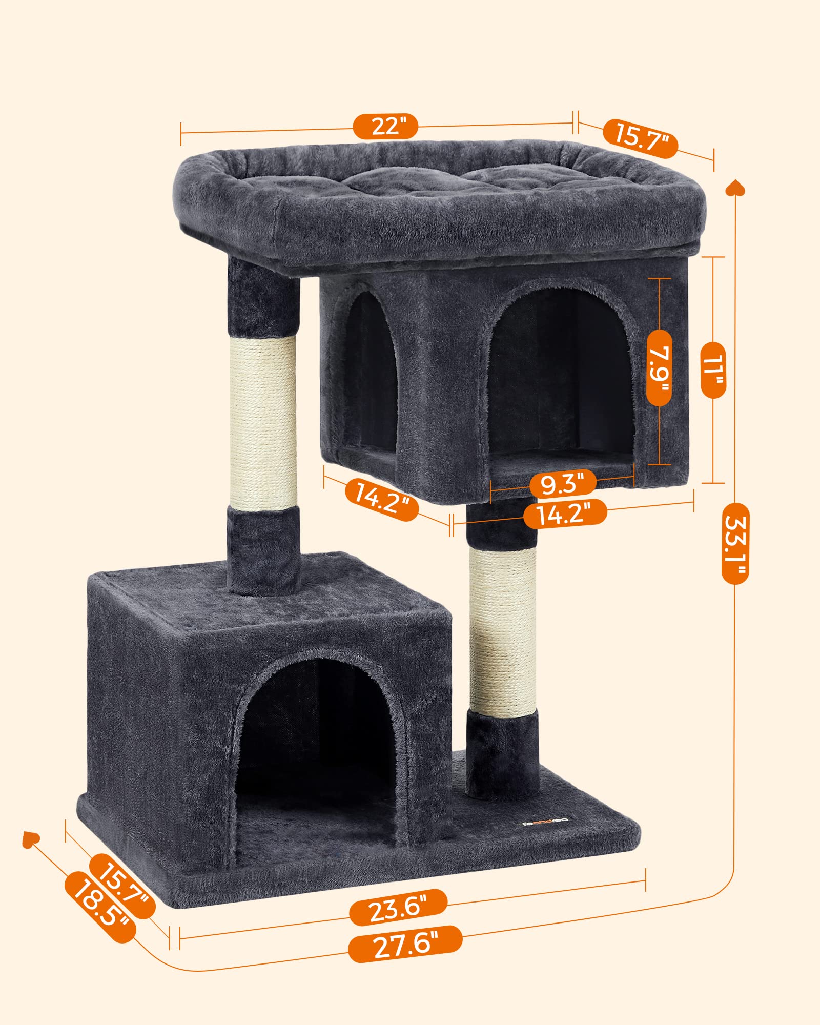 Feandrea Arbol Gato Poste Rasca: superficie para afilar uñas