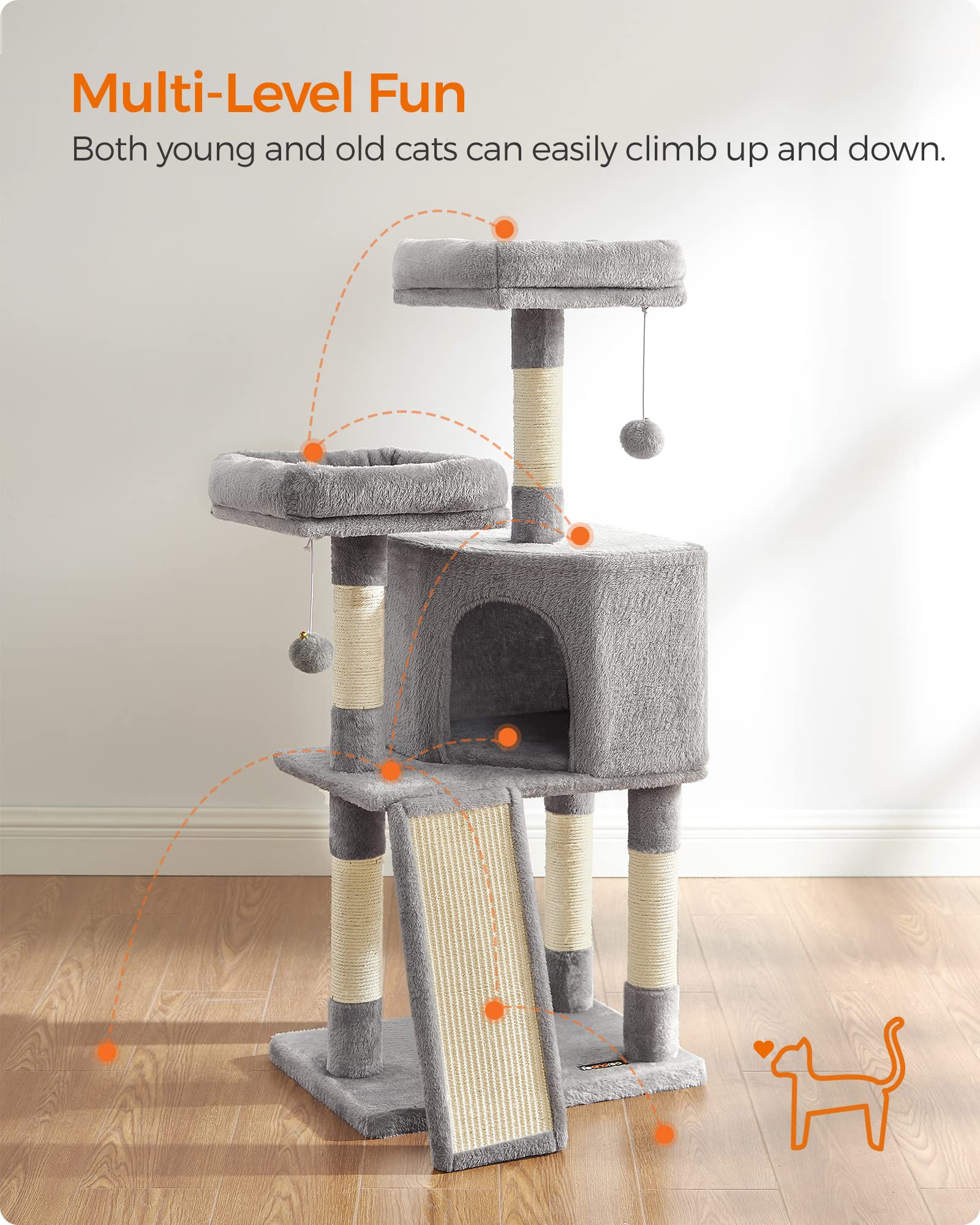 Feandrea Arbol Gato: rampa de rascar para juego y escalada fácil.