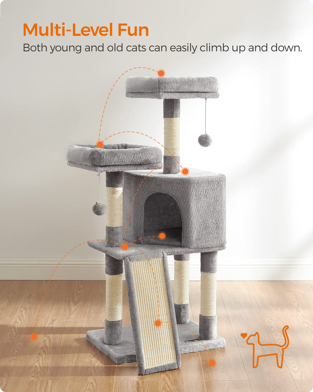 Feandrea Arbol Gato: rampa de rascar para juego y escalada fácil.