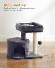 Feandrea arbol-gatos-condo-plush: cueva y perchón acolchados para siestas confortables.