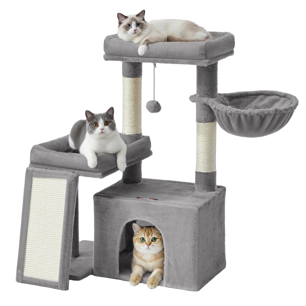 Feandrea arbol para gatos con rampa y postes de rascar para juego y afilar uñas