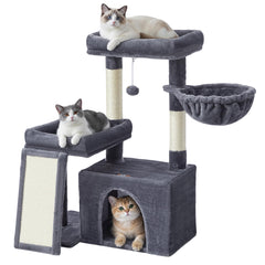 Feandrea arbol-gatos torre con rasca y rampa: refugio elevado para varias mascotas.