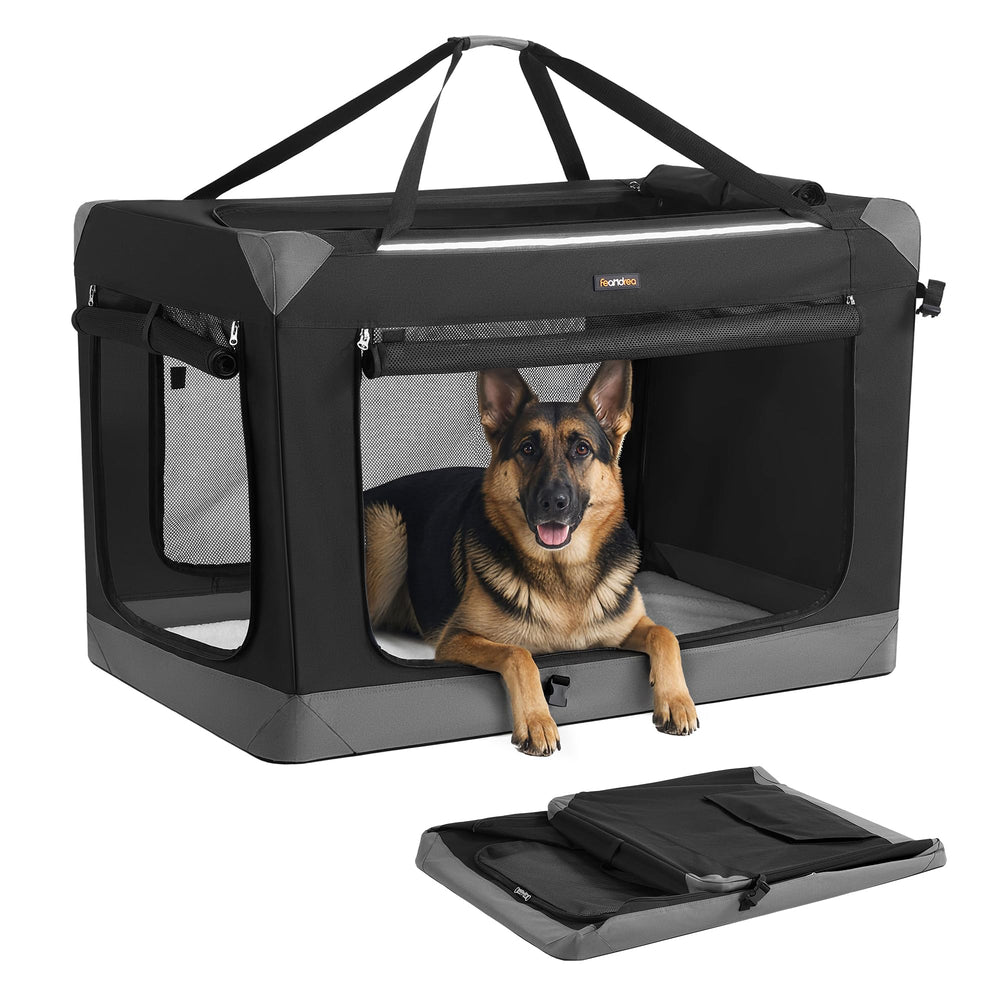 Feandrea jaula perro colapsable para viaje con comodidad y transporte sencillo.