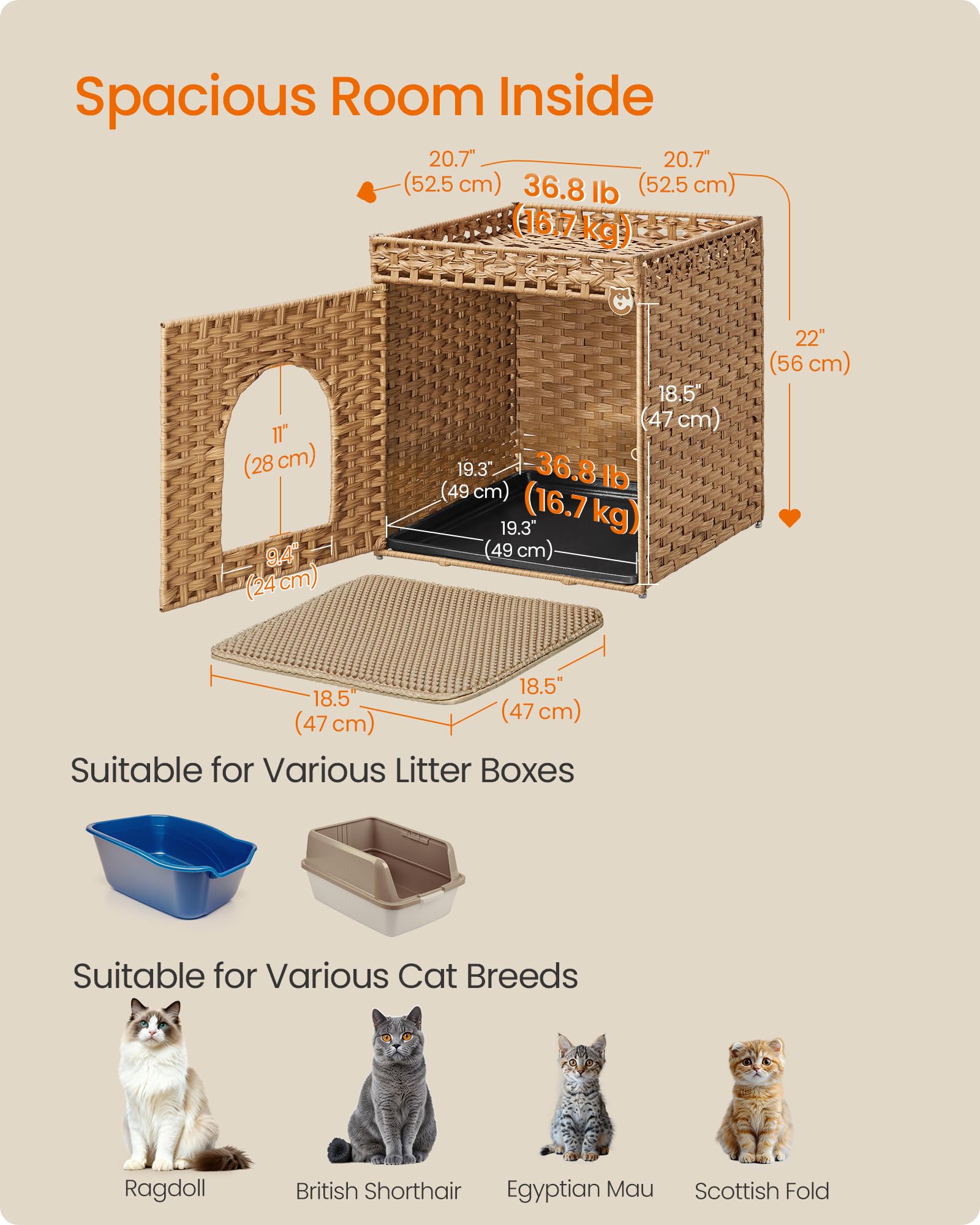 Feandrea uso multifuncional: puede funcionar como cama para gato y mueble.