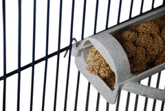 Feathersmart portador horizontal de mijo con bandeja de recolección para migas.