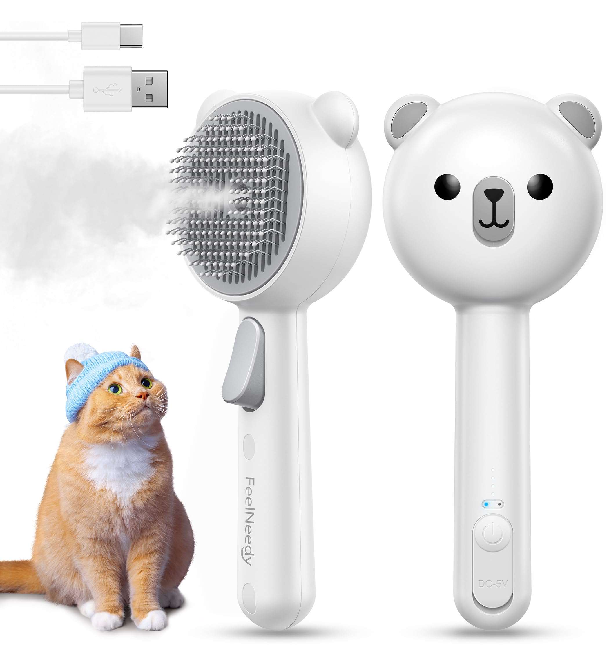 FEELNEEDY cepillo de vapor para gatos: desenredo suave del pelaje