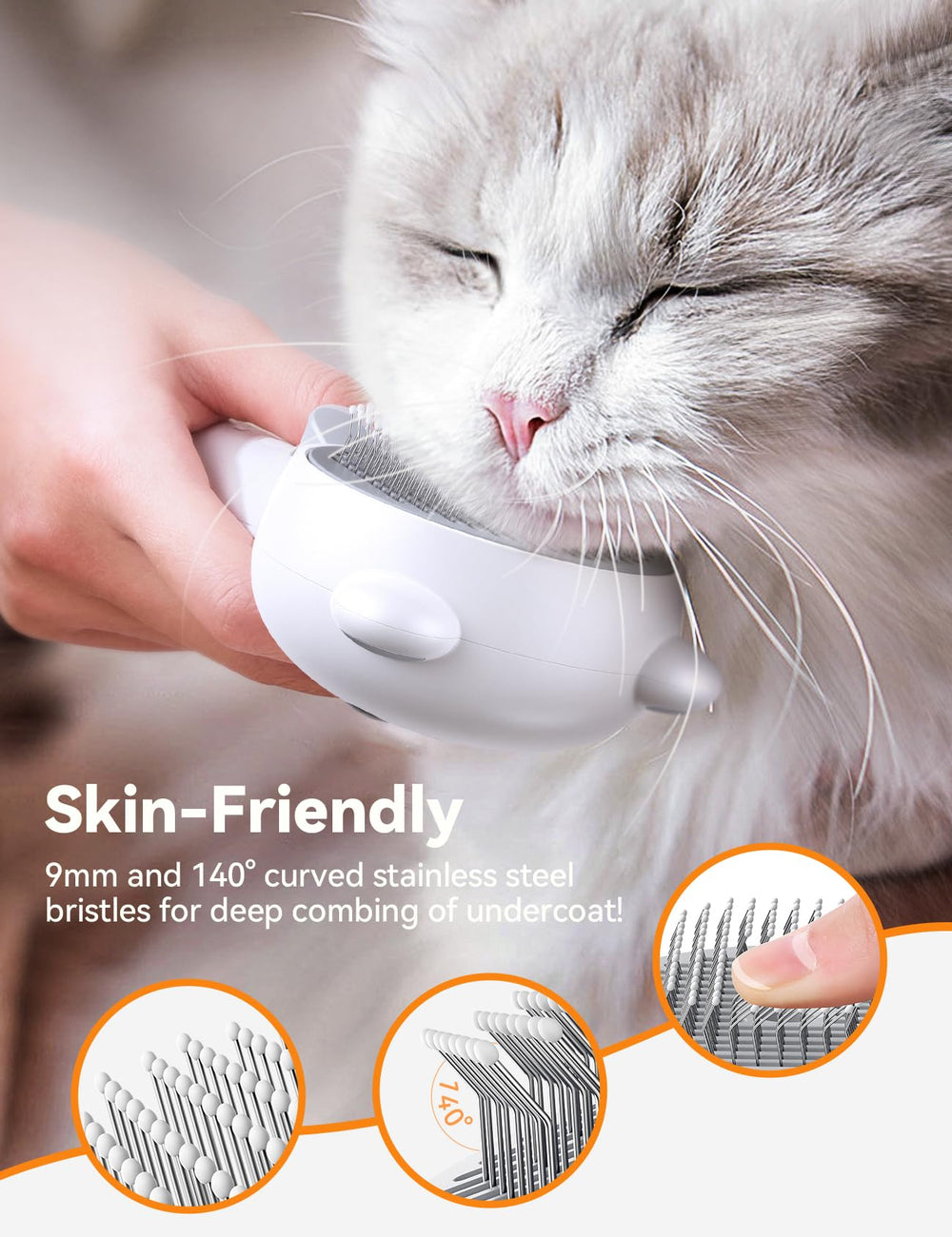 FEELNEEDY cepillo de vapor con masaje suave para gato