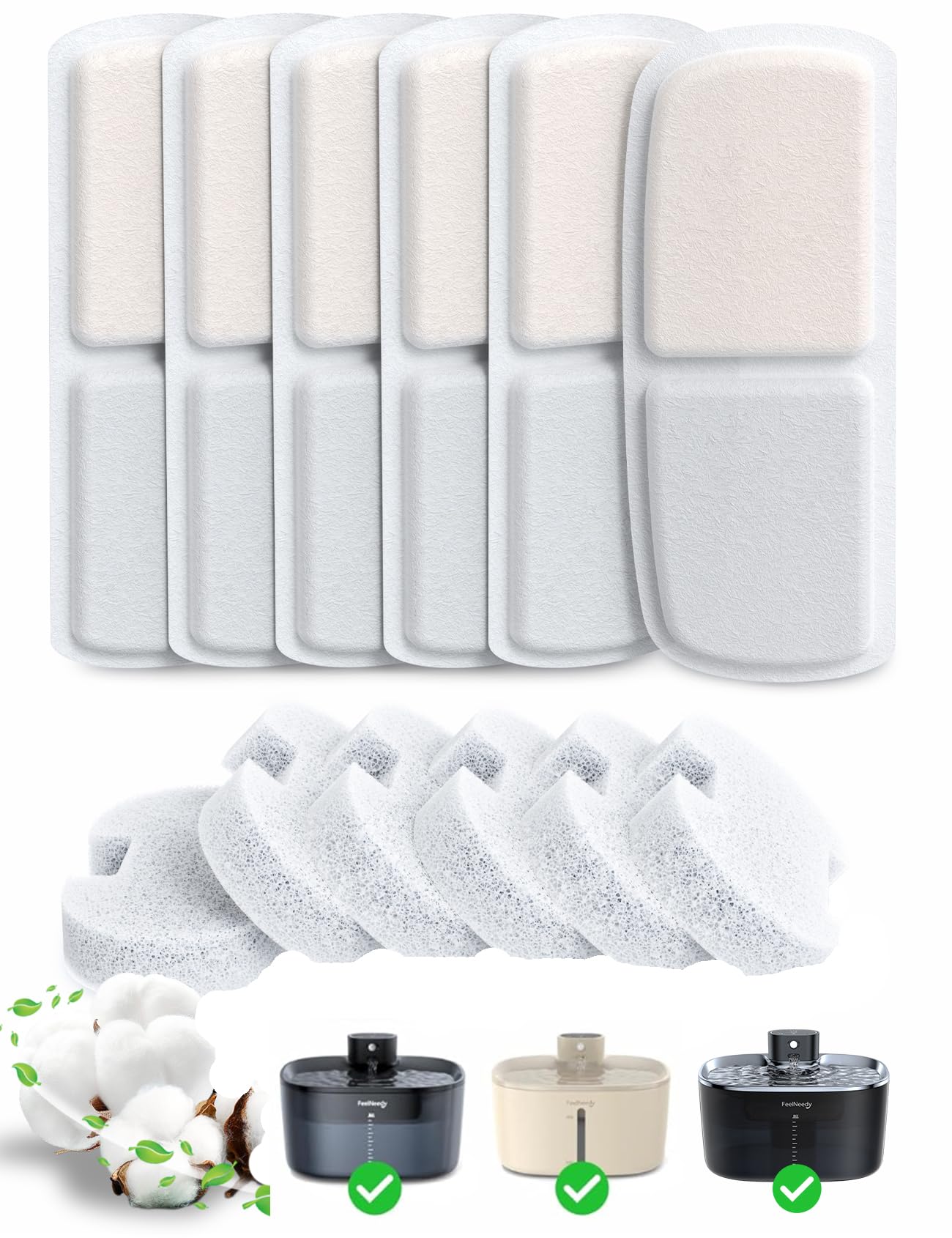 FEELNEEDY: filtros 6 piezas para fuente de gatos FN-W07, agua limpia para varias mascotas