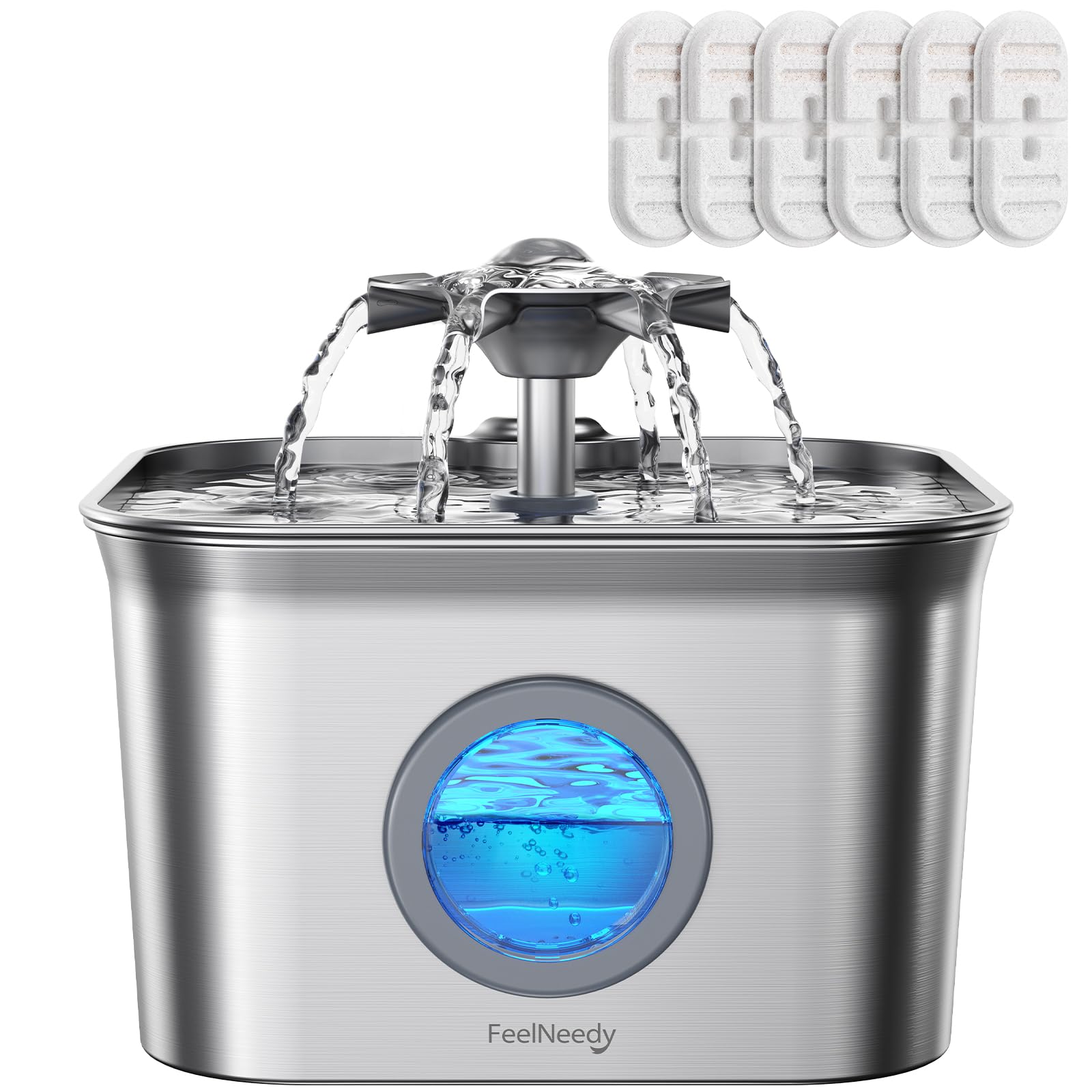 FEELNEEDY fuente para gatos de acero inoxidable 2.8L mantiene agua limpia y fresca para beber