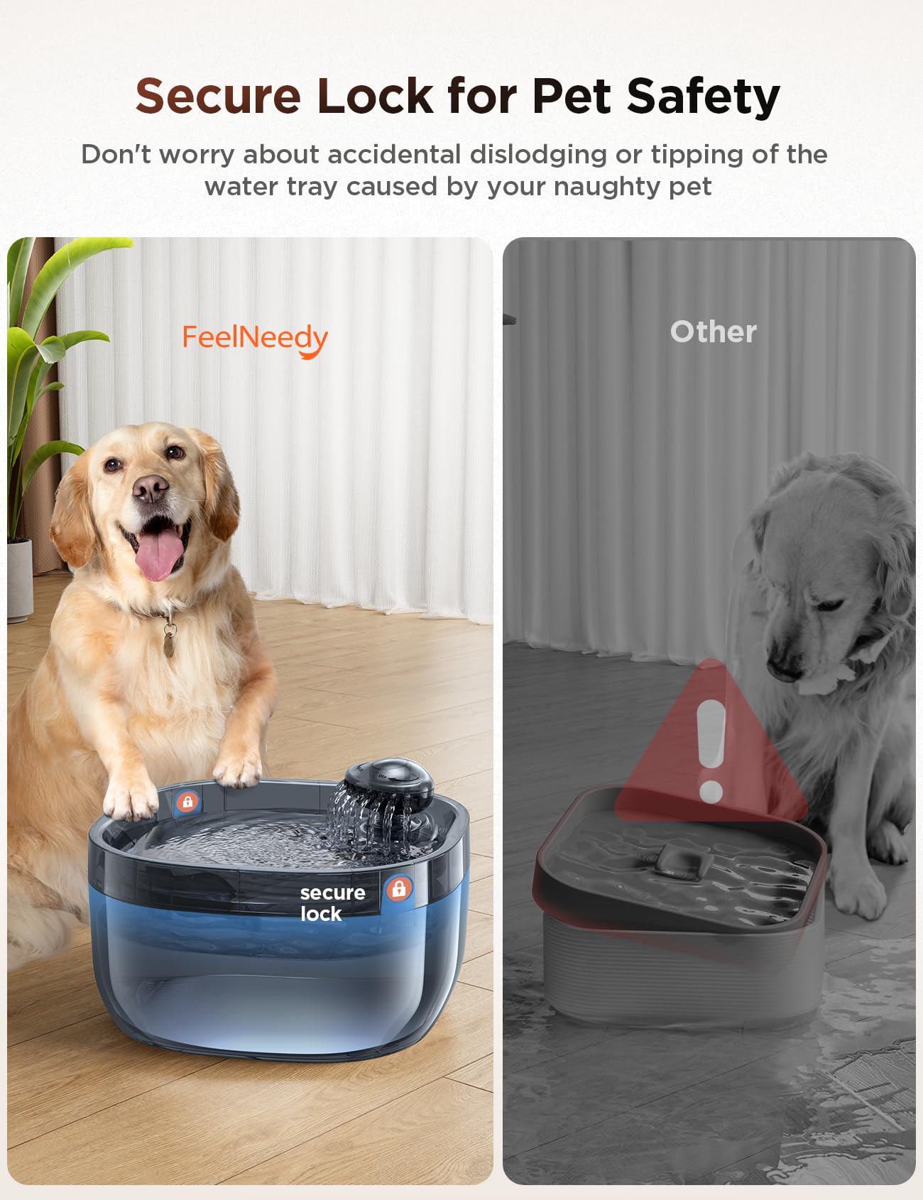 FEELNEEDY tanque transparente facilita ver el nivel de agua sin abrir.