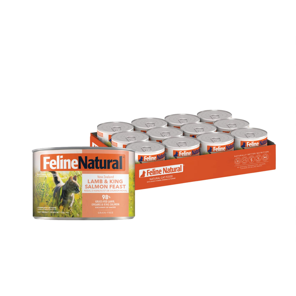 Pack de 12 latas de Feline Natural para casa.