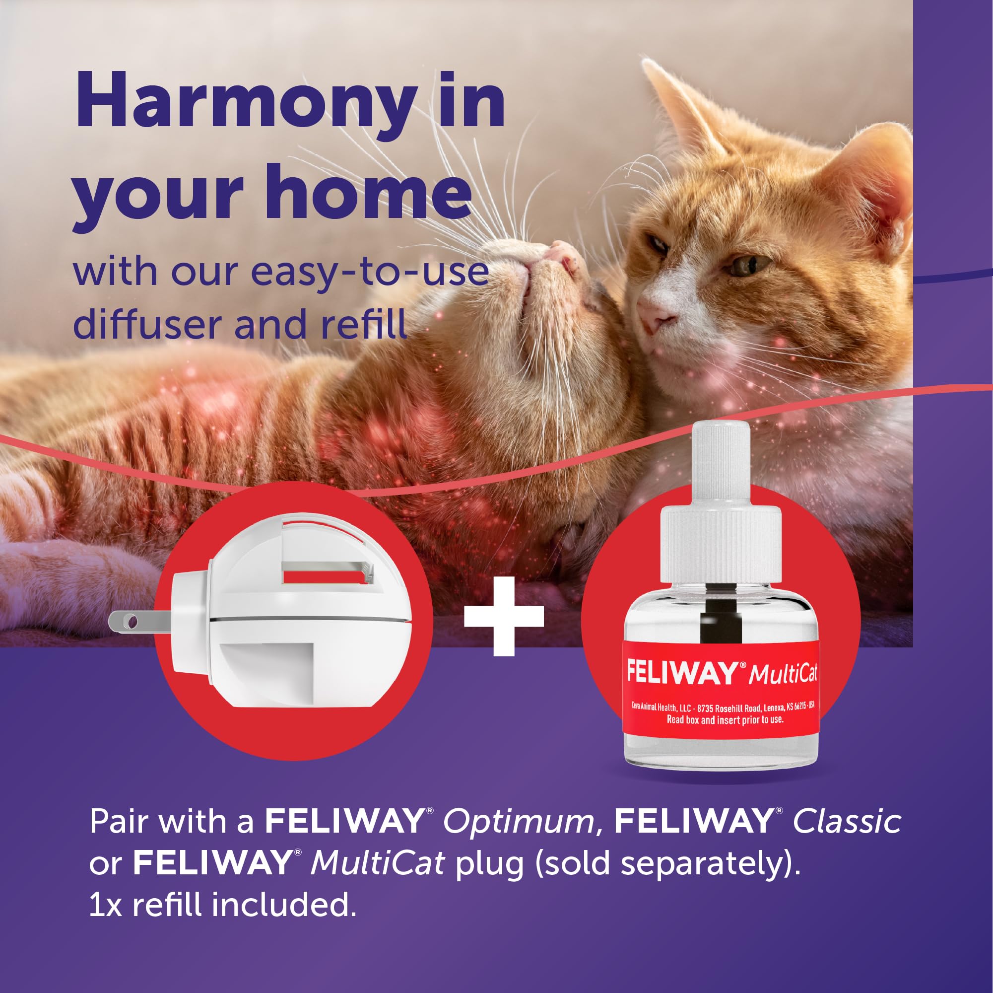 Paquete de relleno para difusor FELIWAY MultiCat, fácil reemplazo.
