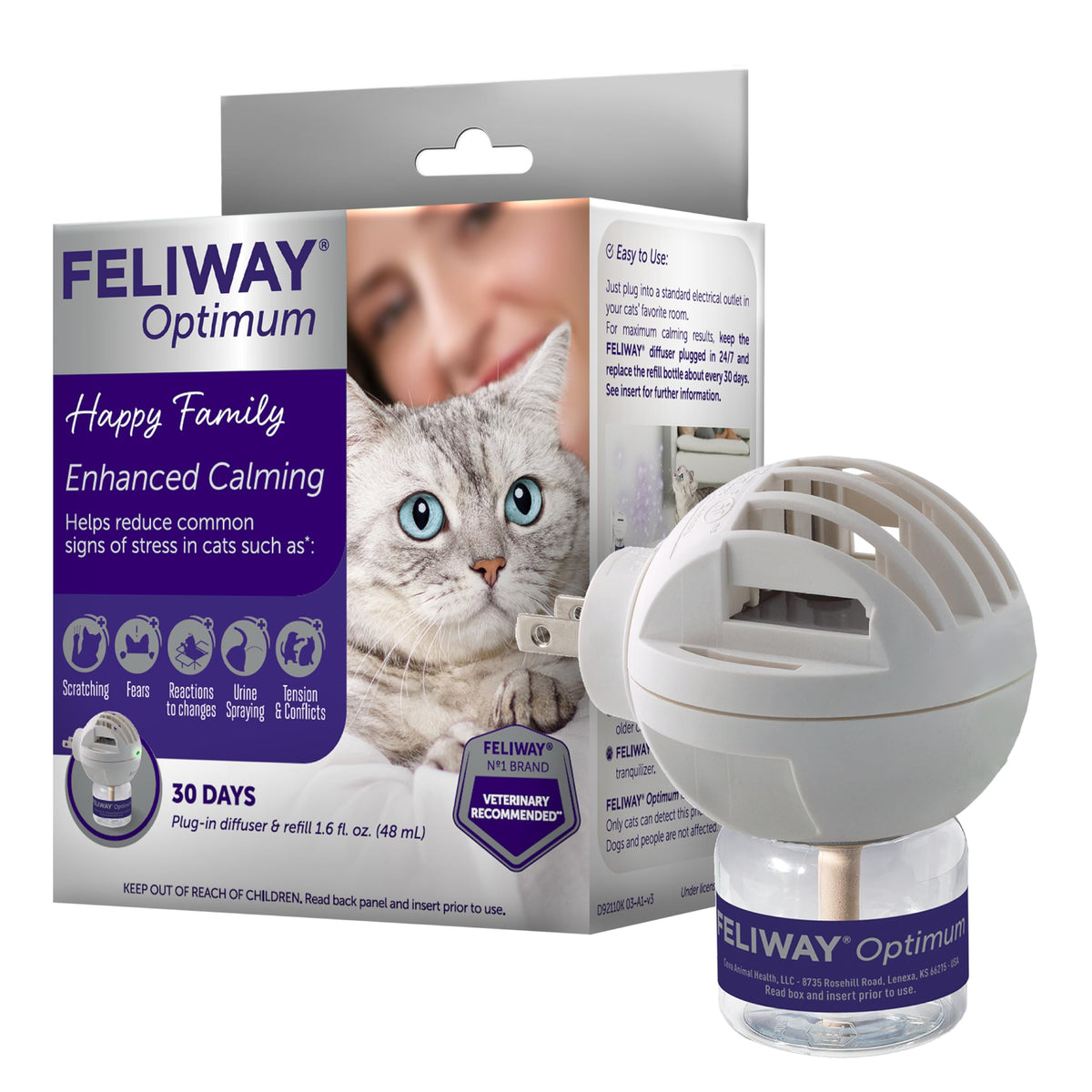 Feliway Optimum difusor enchufe para calmar gatos en casa.