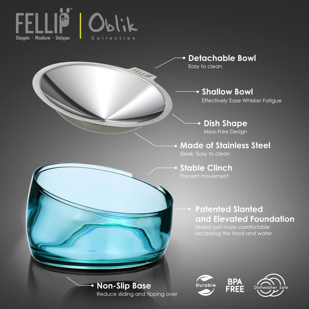 Felli Oblik: base inclinada y elevada mejora el acceso a la comida.