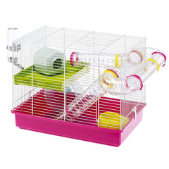Ferplast Laura jaula para hámster rosa, ideal para exploración segura y juego.