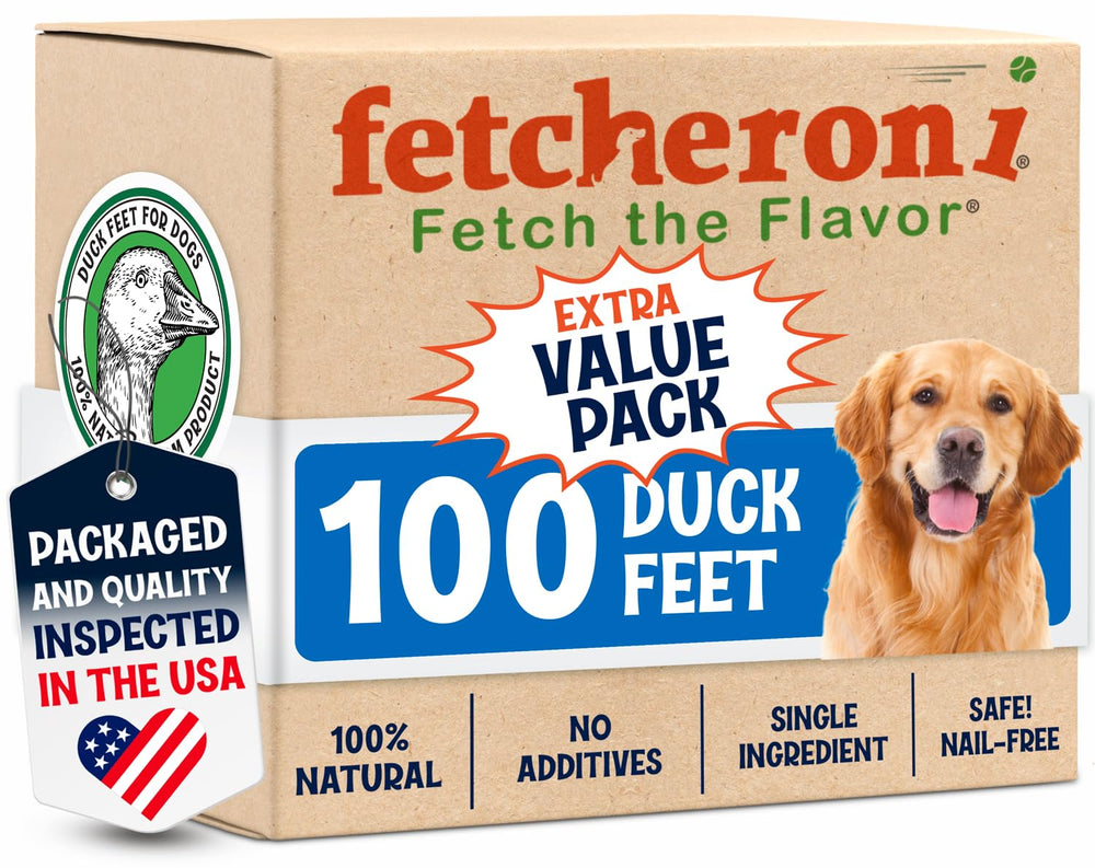 Fetcheron i patas de pato enteras para perros, snack natural y digestible.