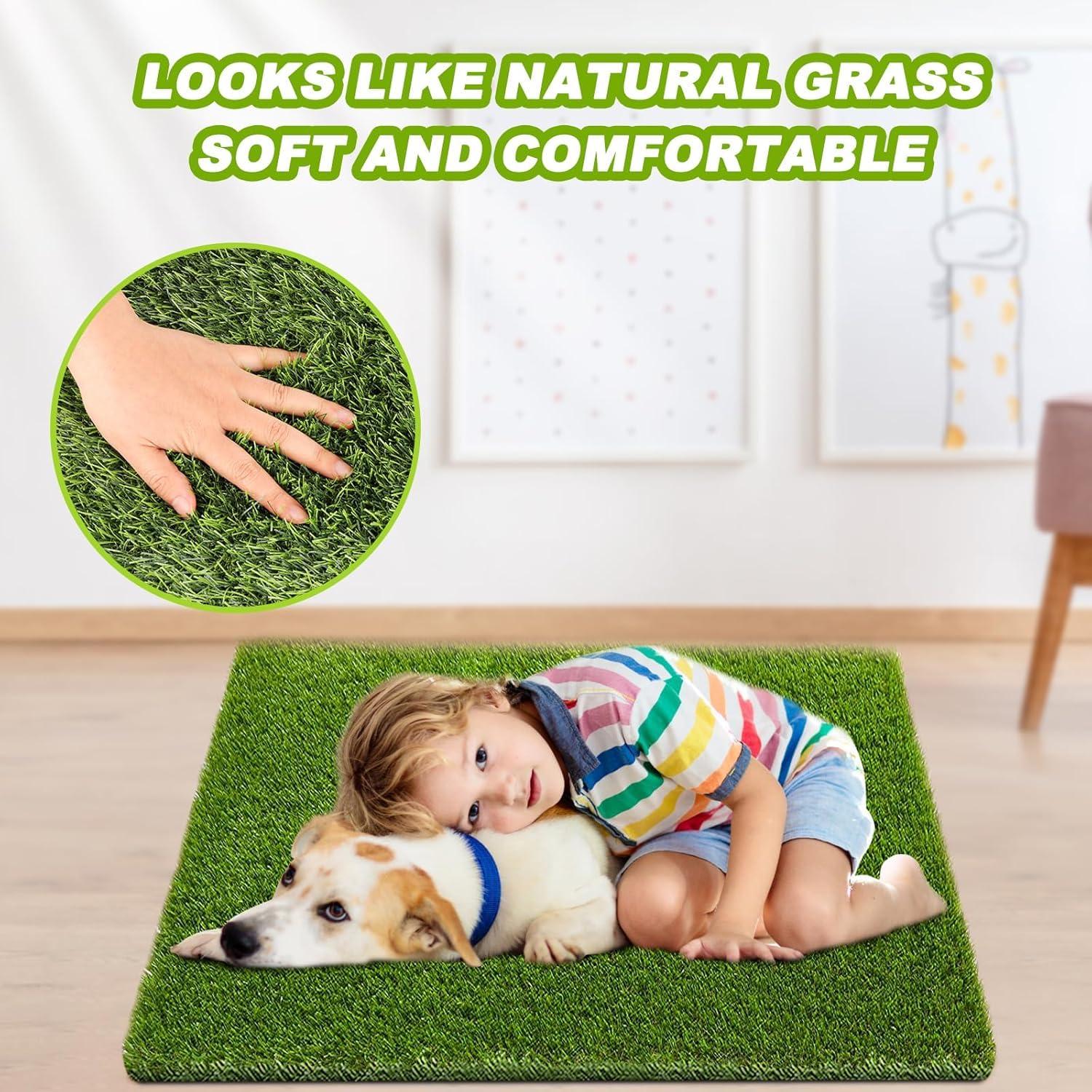 Fezep material resistente para perros, hierba artificial duradera y suave.