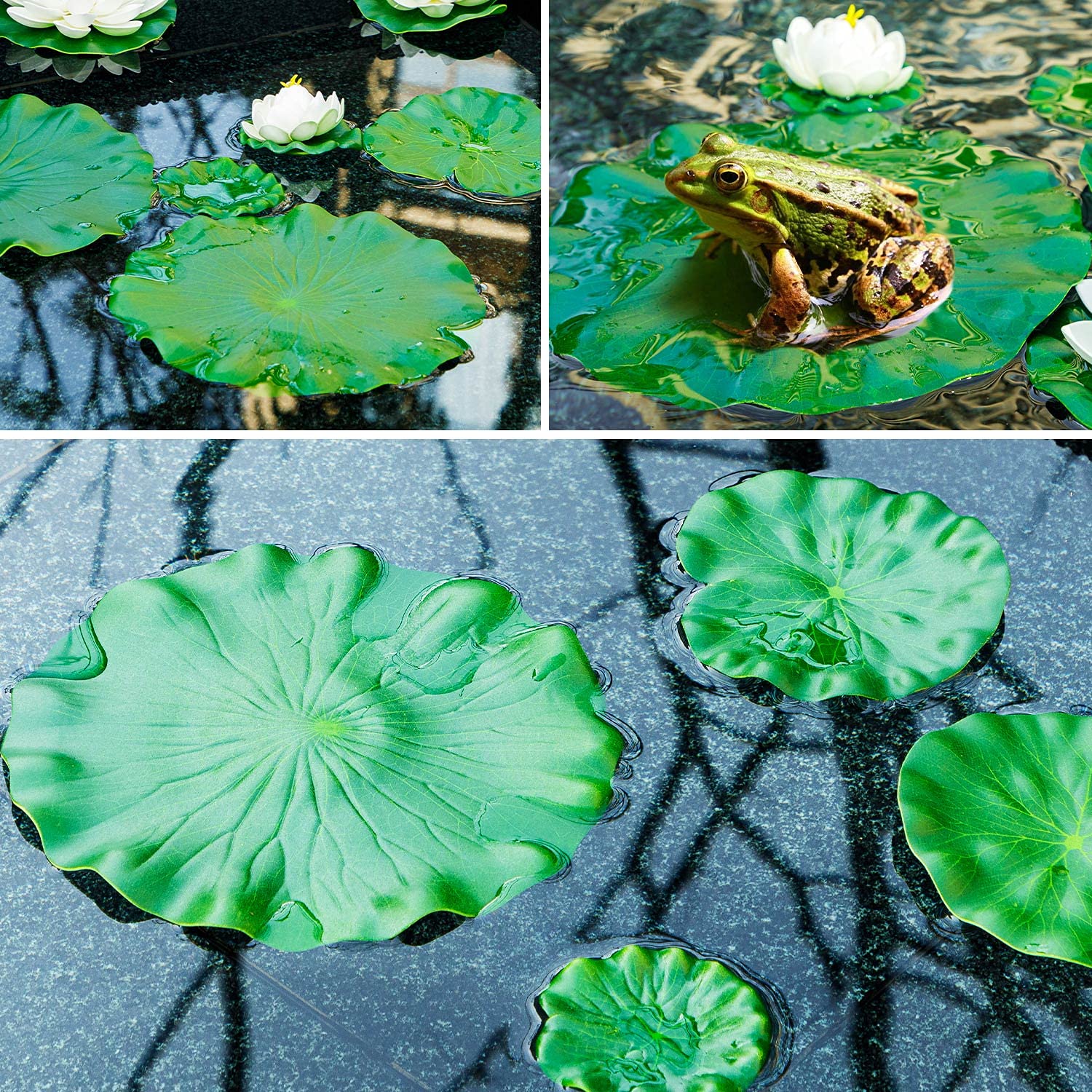 FFNIU hojas de lirio flotantes de 6 pulgadas, aportan color y textura a estanques.