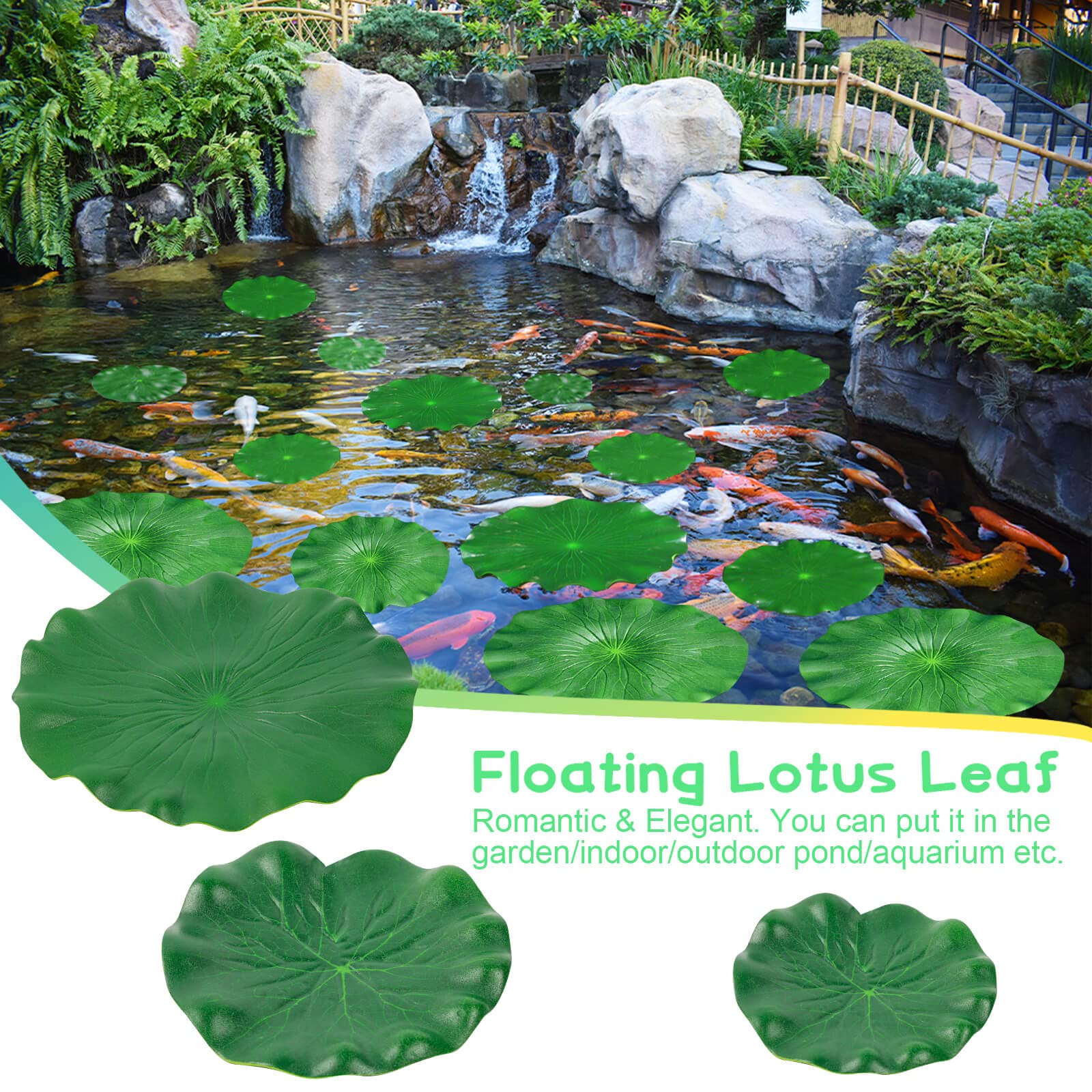 FFNIU hojas de lirio flotantes de 7 pulgadas, perfecta decoración para acuario y jardín.