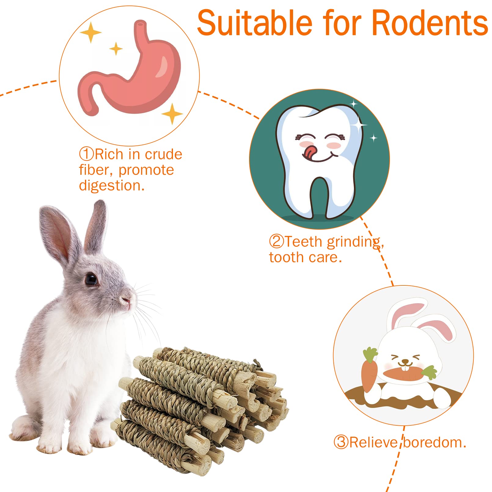 Mordedores molares de bambú natural Fhiny, ayudan al desgaste dental