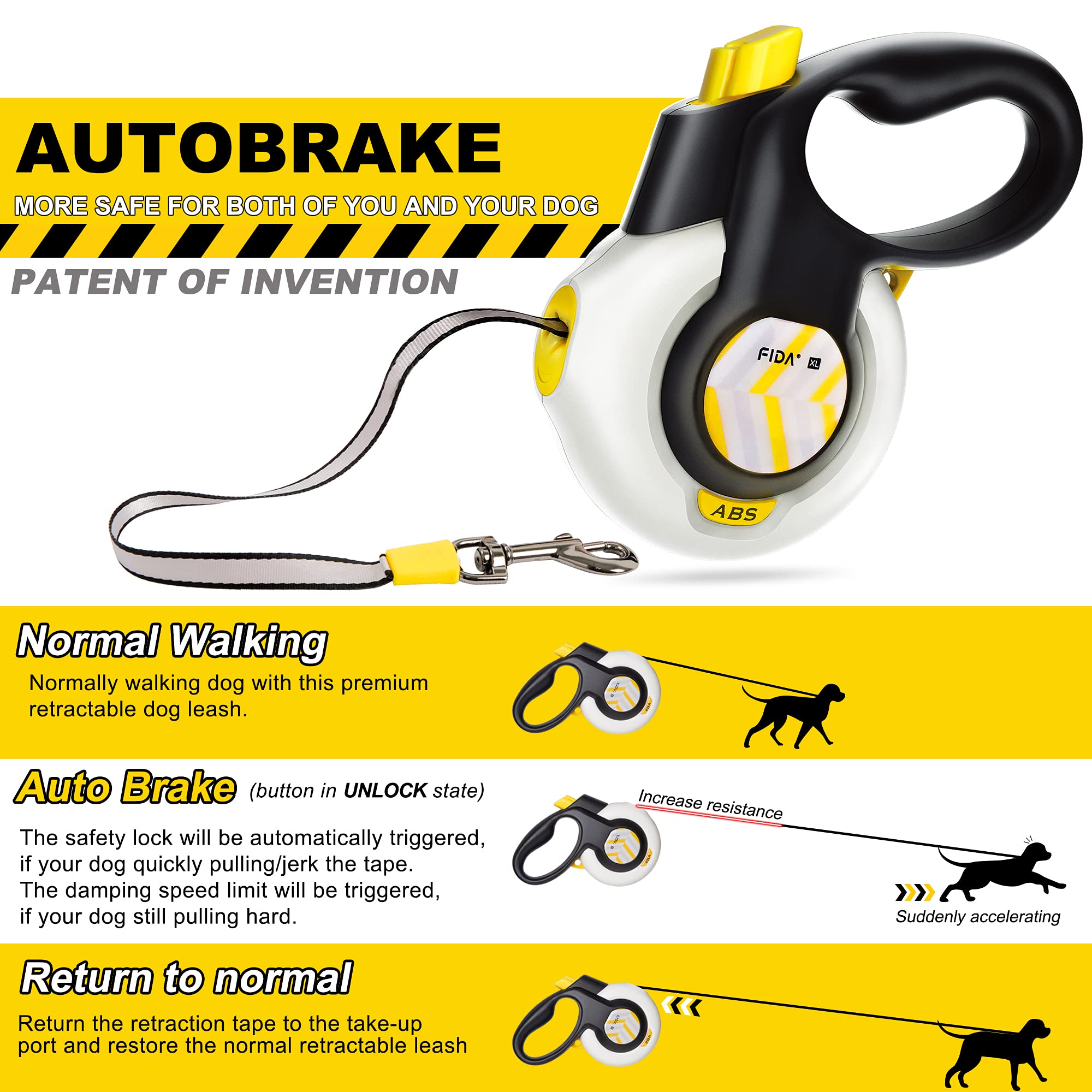 Fida AutoBrake mecanismo de freno: absorbe tirones para paseos más estables.