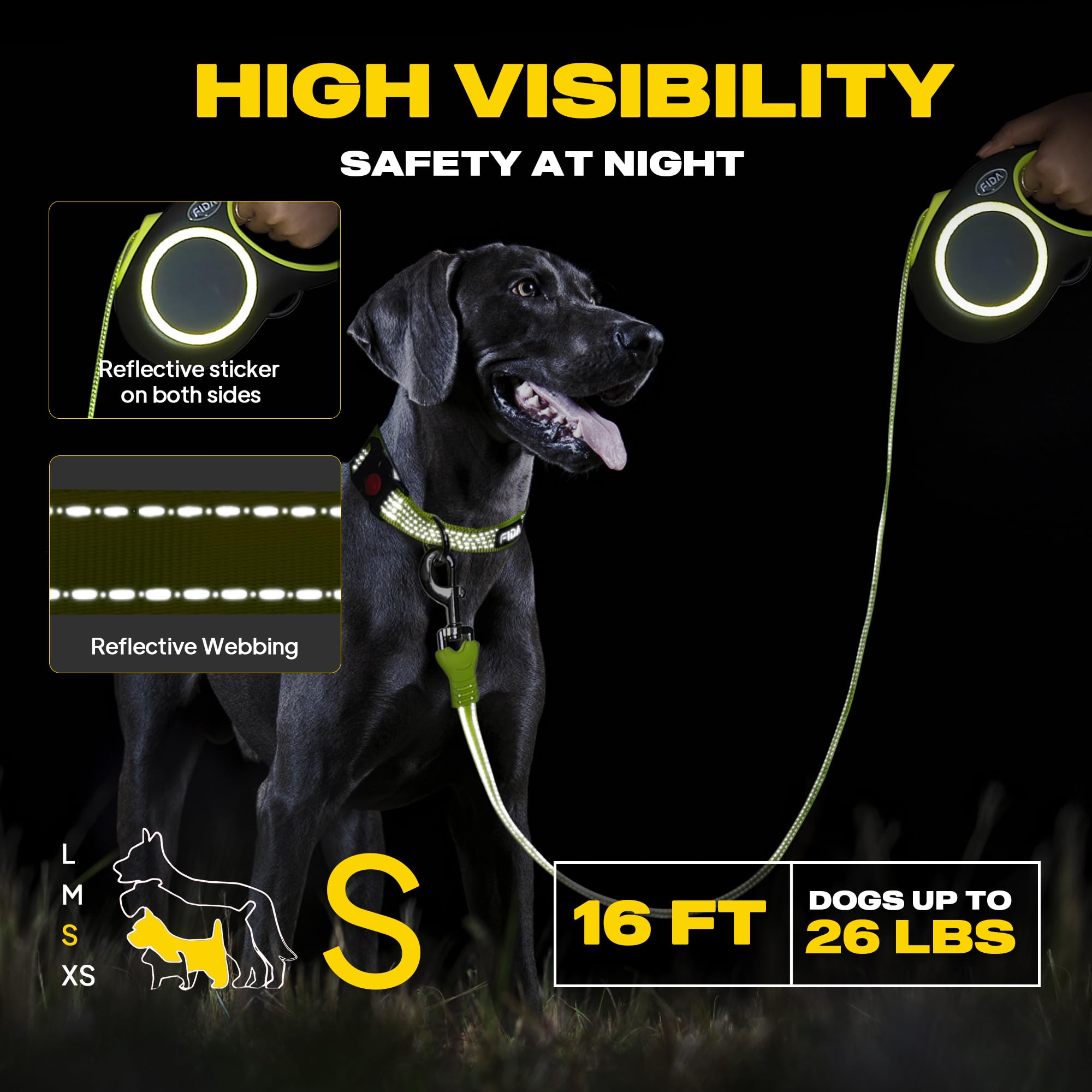 Cable resistente a mordidas de Fida, ideal para perros curiosos durante el paseo.