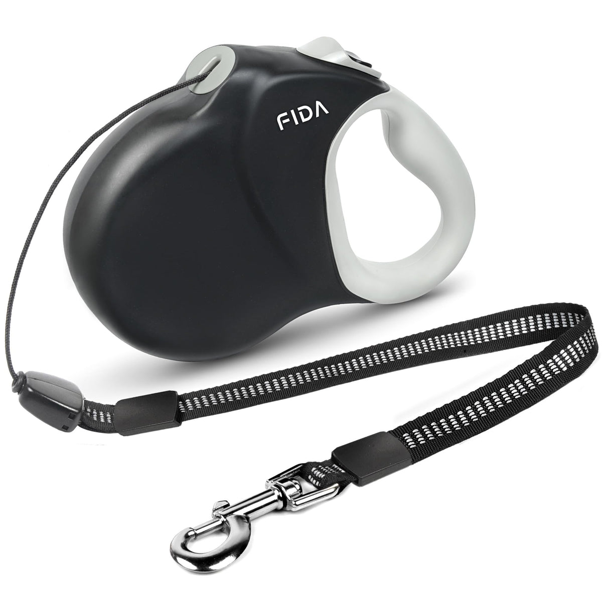 Fida correa retractil 30ft para paseos con control suave.