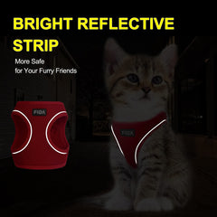 Harnais Fida chat réfléchissant pour meilleure visibilité nocturne.