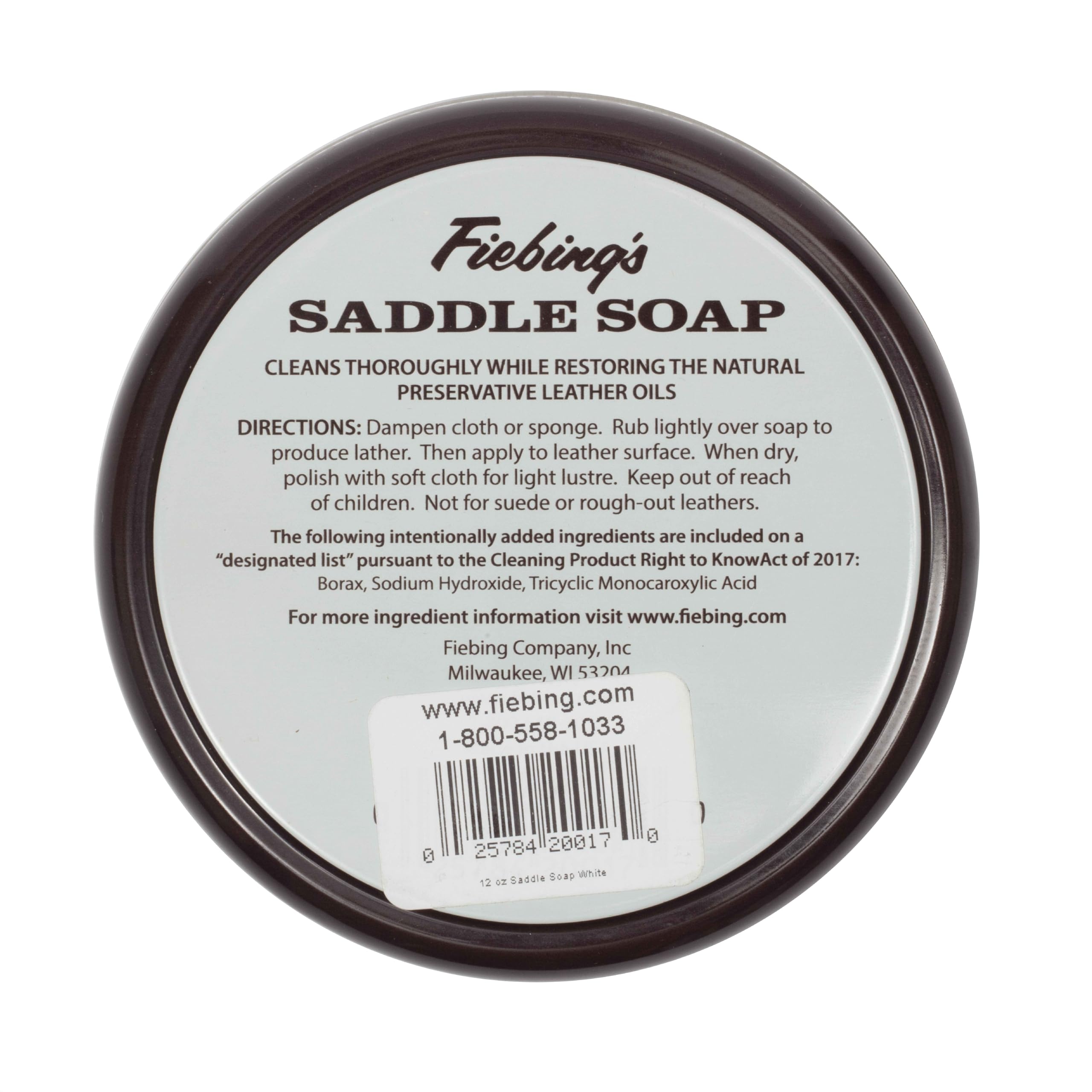 Fiebing's Jabón de cuero para cuidado general, mantiene aceites preservantes.
