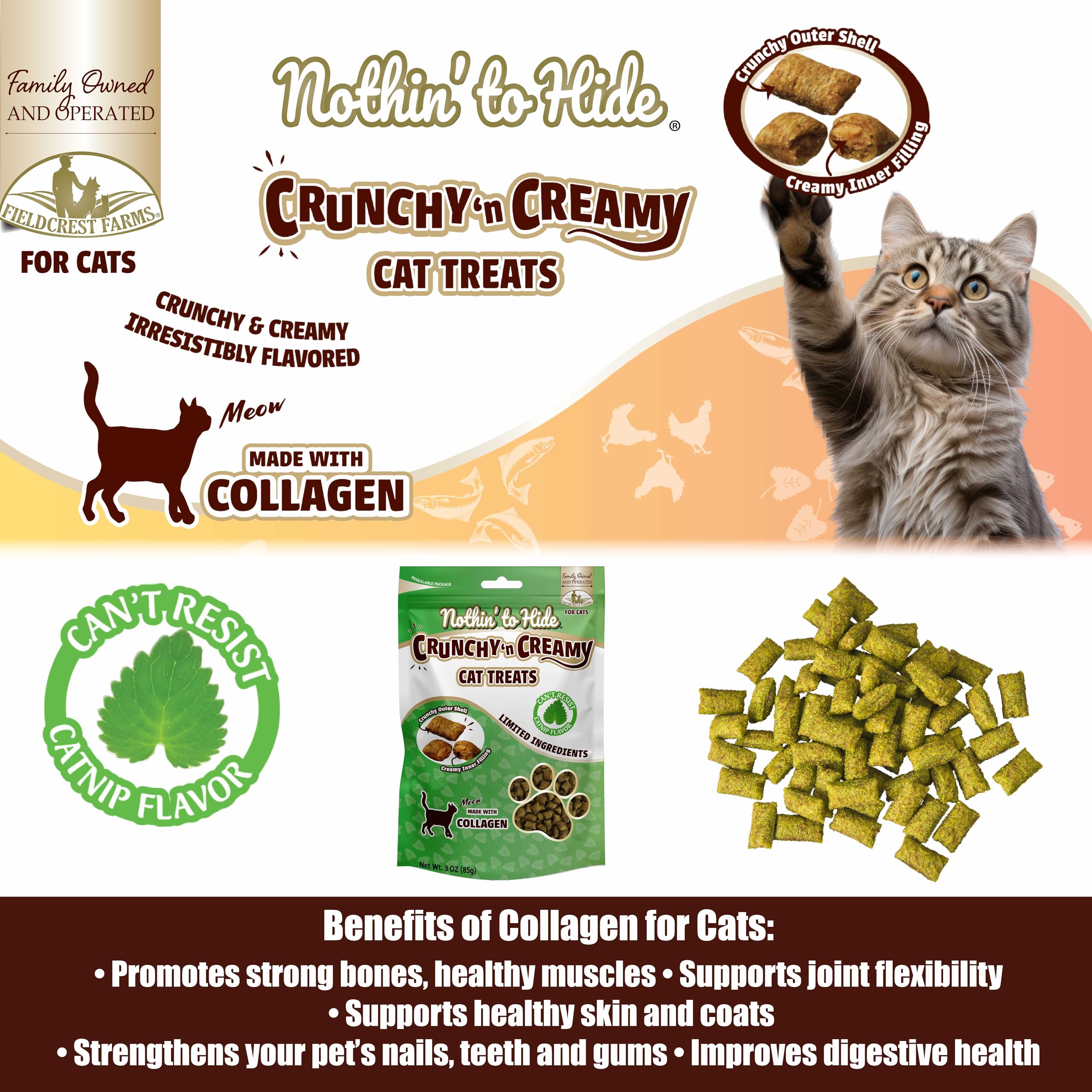 Fieldcrest Farms Nothin’ to Hide: premios para gatos con hierba gatera