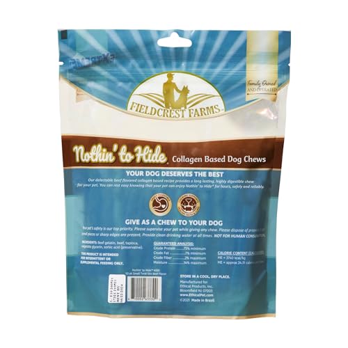 Fieldcrest Farms Nothin' to Hide Twist Stix, etiqueta de ingredientes, opción sin cuero crudo.