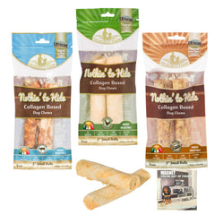 Fieldcrest Farms rollos naturales sin piel para perros pequeños, masticación suave y digestibilidad