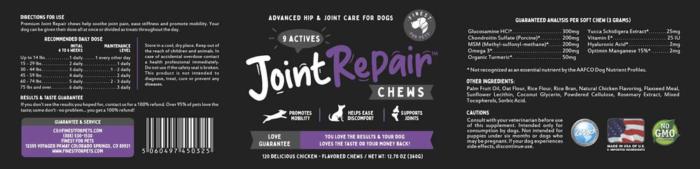 Dosis fácil de Joint Repair integrada a la rutina diaria del perro.