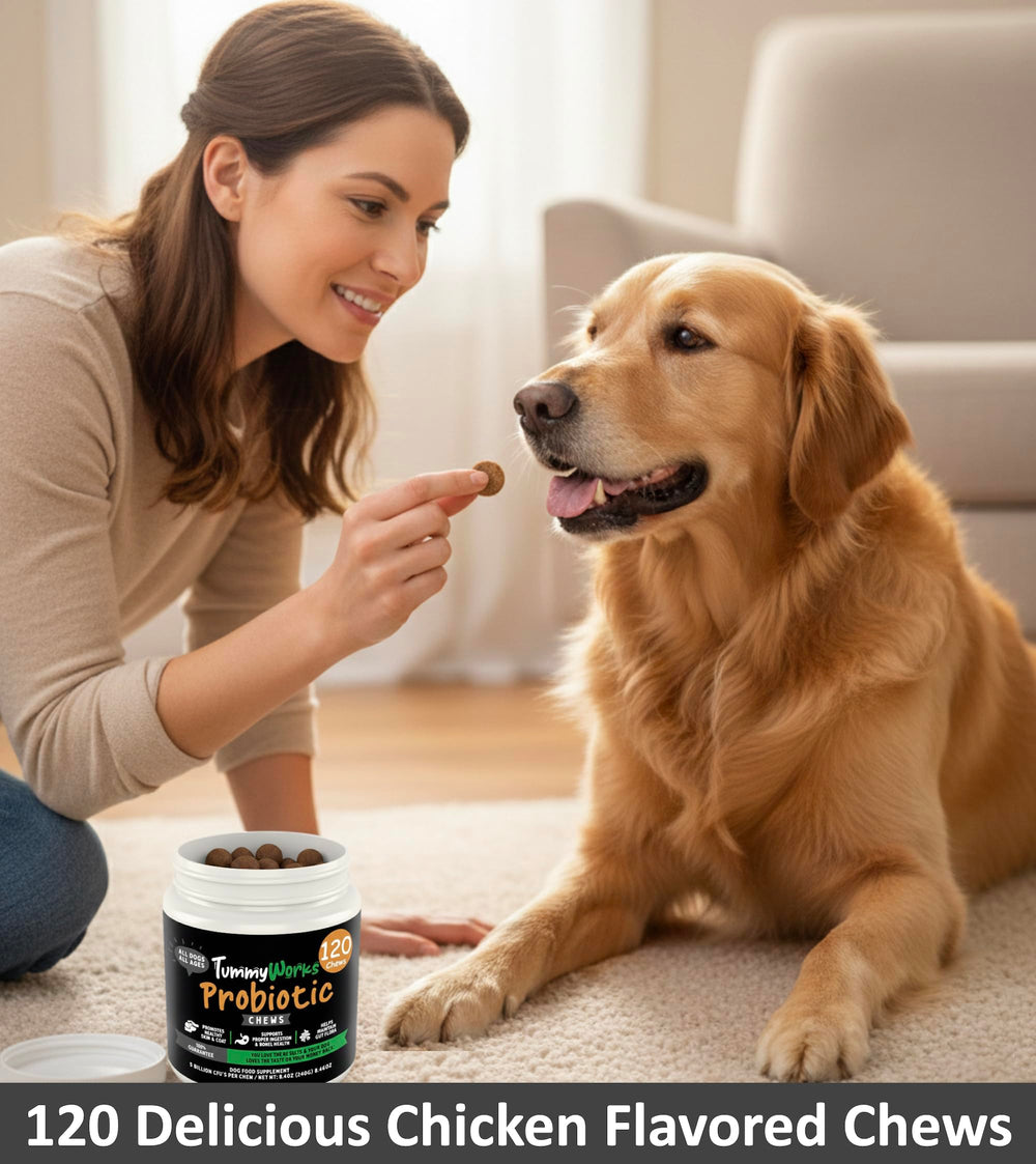 Etiqueta frontal de TummyWorks Probiotics con información del producto