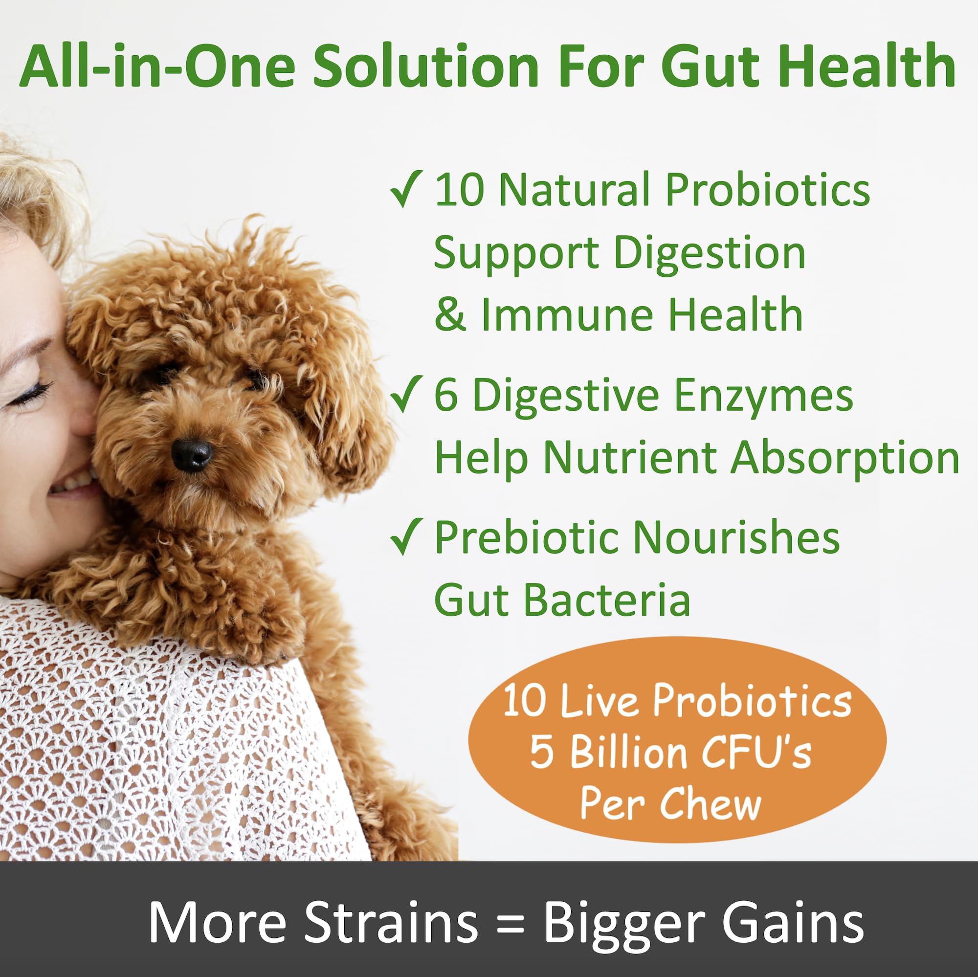 Golosinas suaves TummyWorks Probiotics, sabor pollo, para uso diario de perros