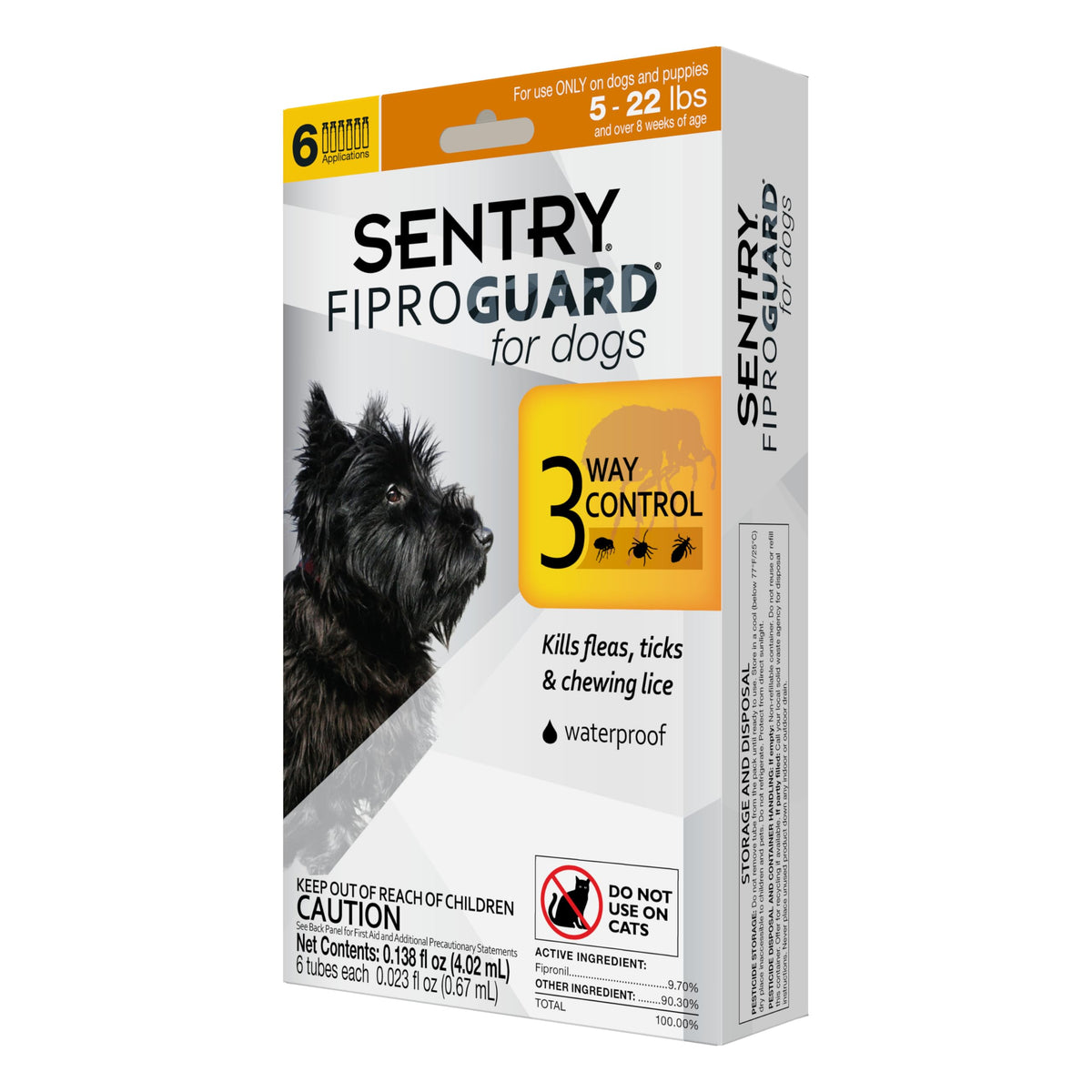 Fiproguard: aplicación en la espalda del perro para control de pulgas y garrapatas