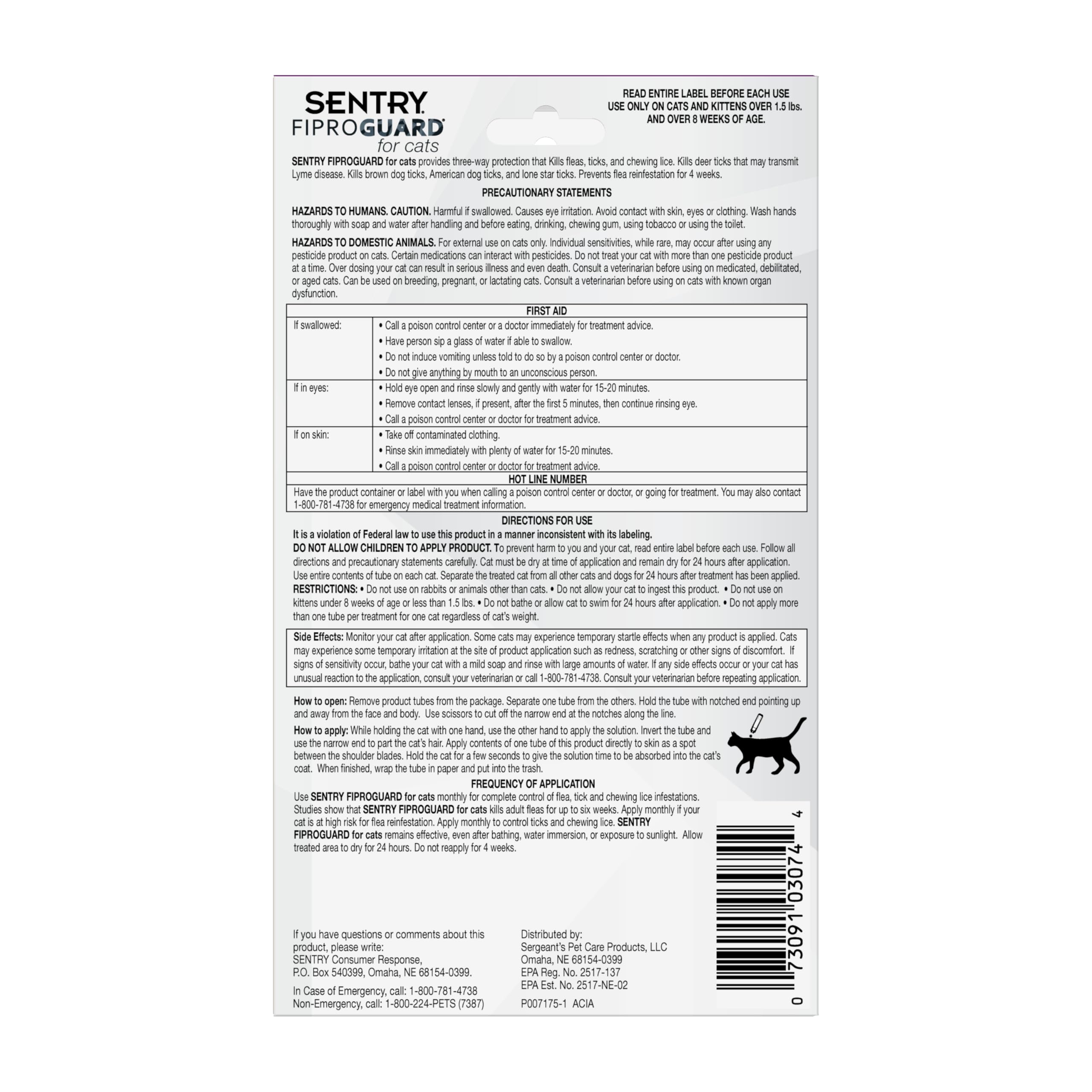 Aplicación impermeable de Fiproguard para piel seca y uso diario.