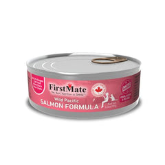 FirstMate salmón salvaje en lata para gatos, ideal como comida completa o topping