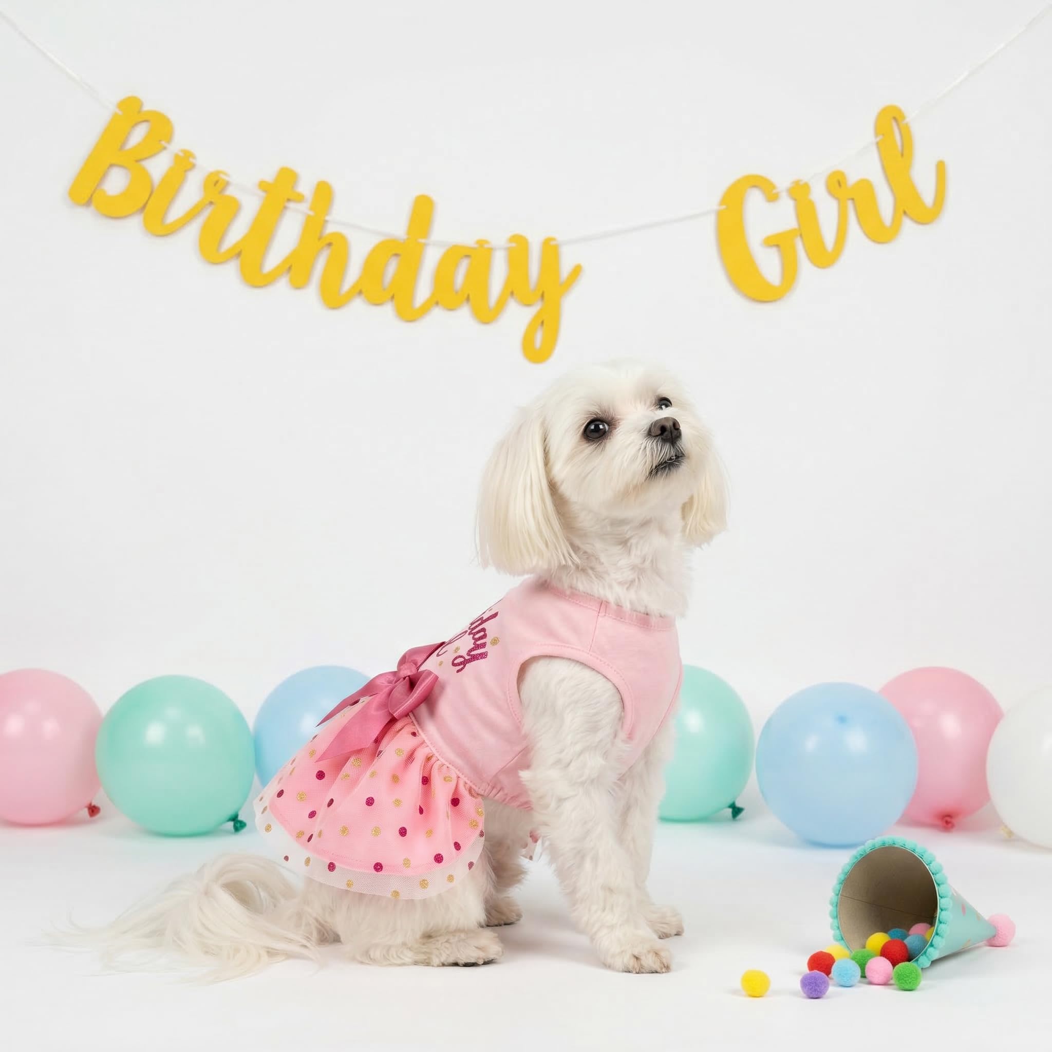 Robe Fitwarm anniversaire chien rose dos version 2, facile à enfiler.