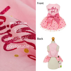 Robe Fitwarm anniversaire chien rose paillettes, brillance charmante pour fêtes.