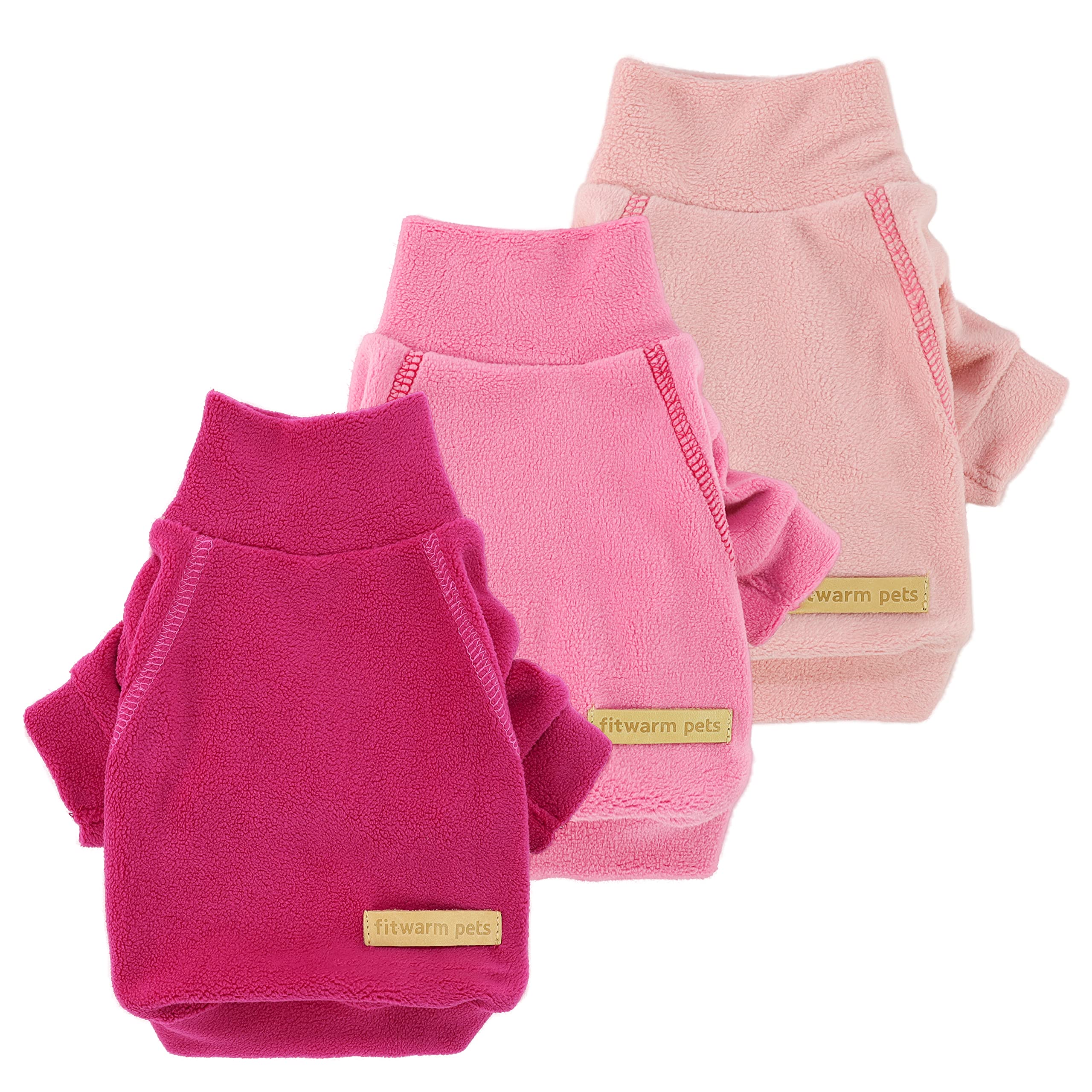 Fitwarm sudadera para perro con cuello alto en rosa, cálida y suave.